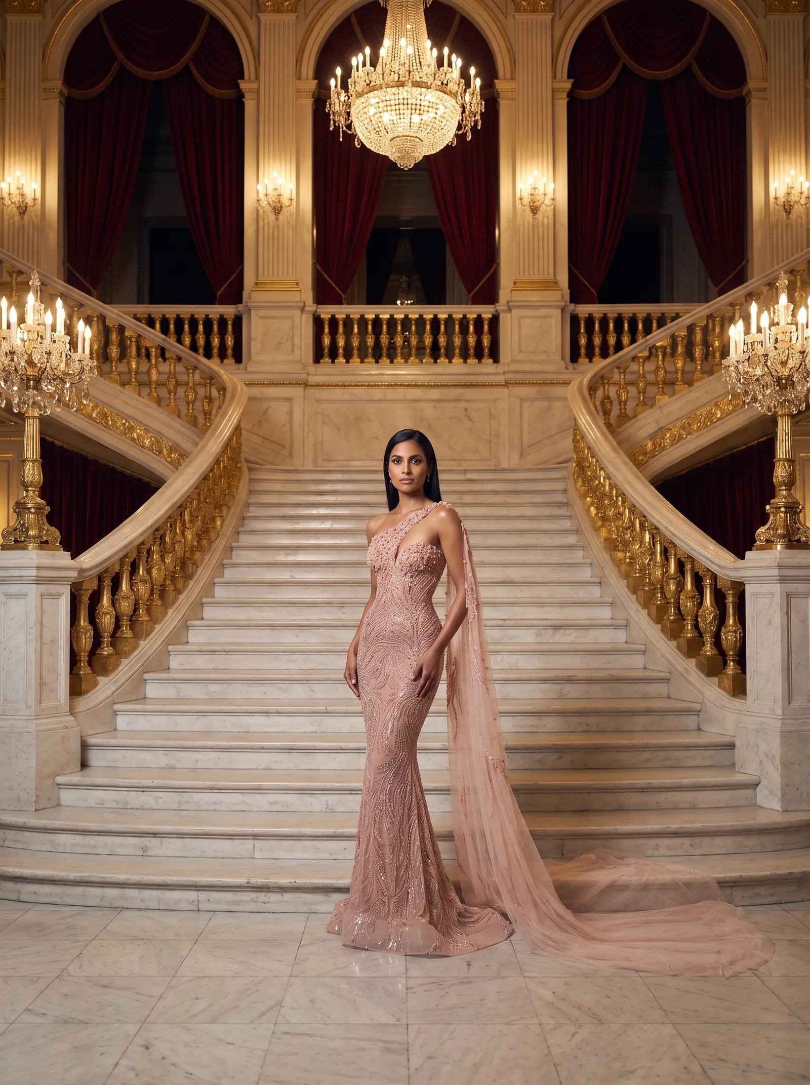 Blush Zephyr mermaid gown occasion photograph