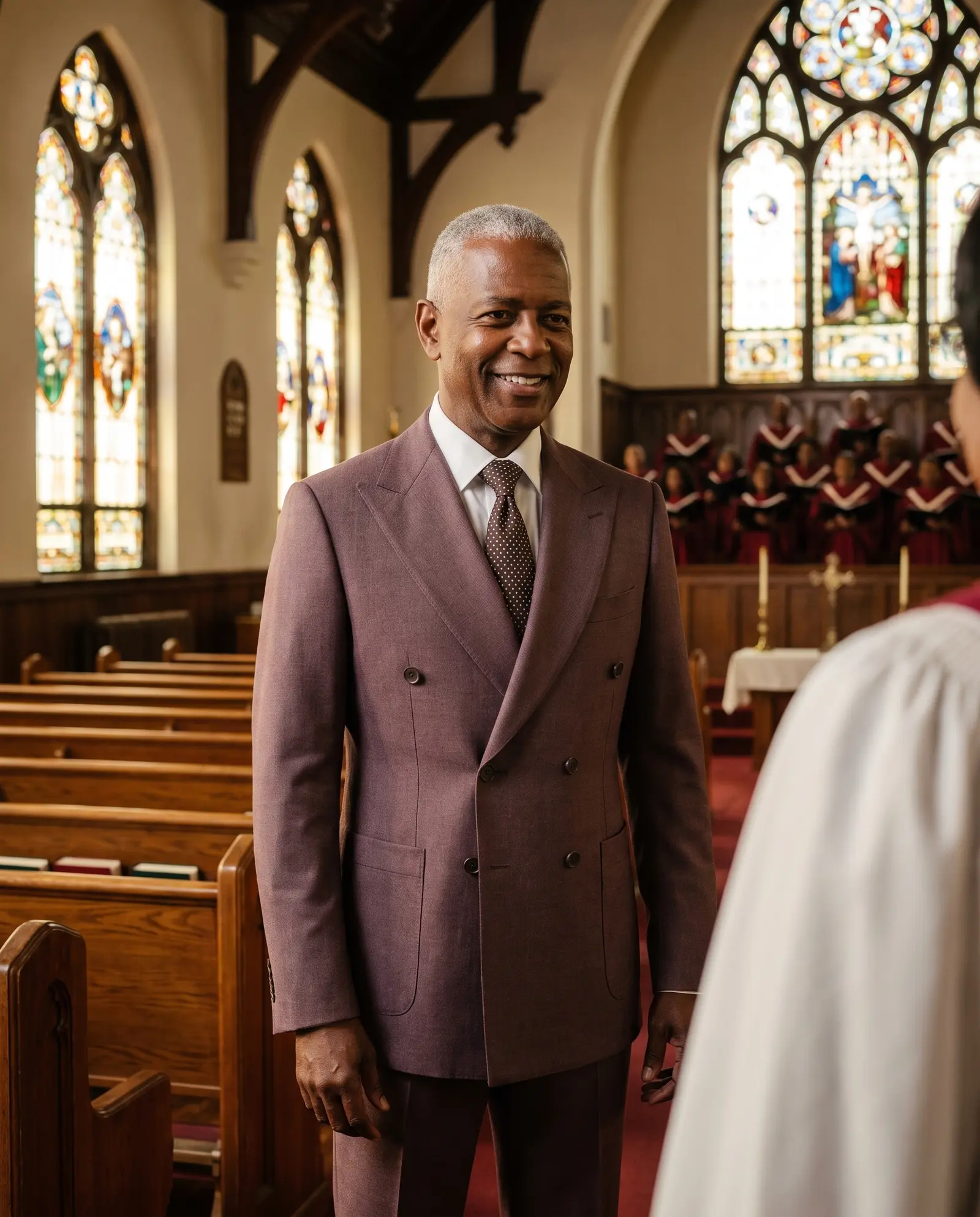 Mauve brown Salem suit occasion photograph