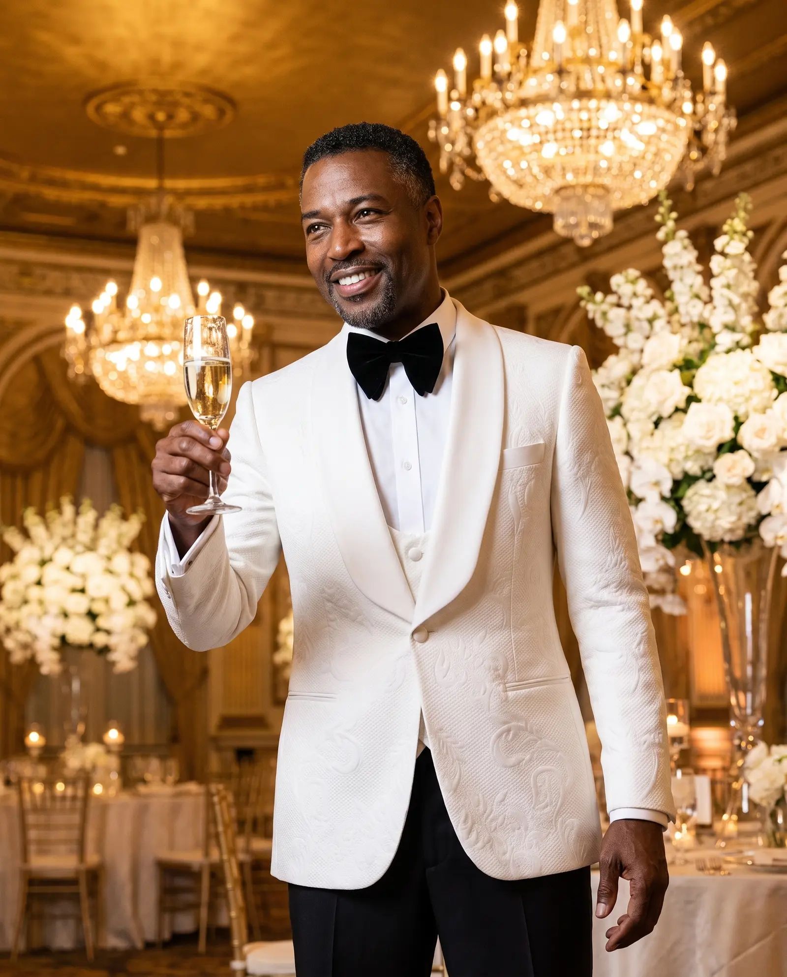 White jacquard Amalfi tuxedo