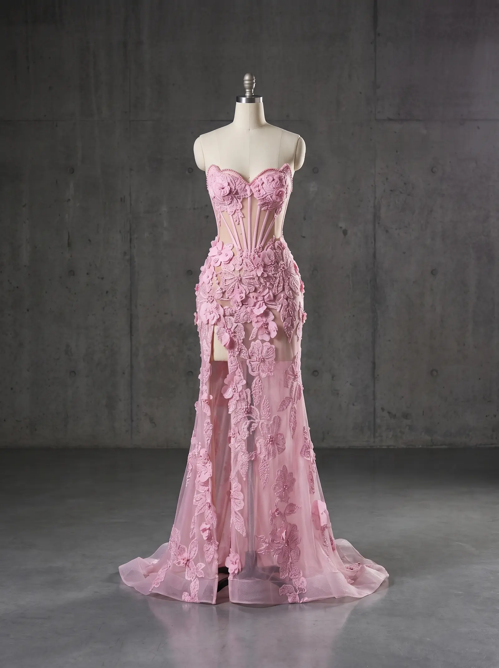 Pink Petal gown, mannequin