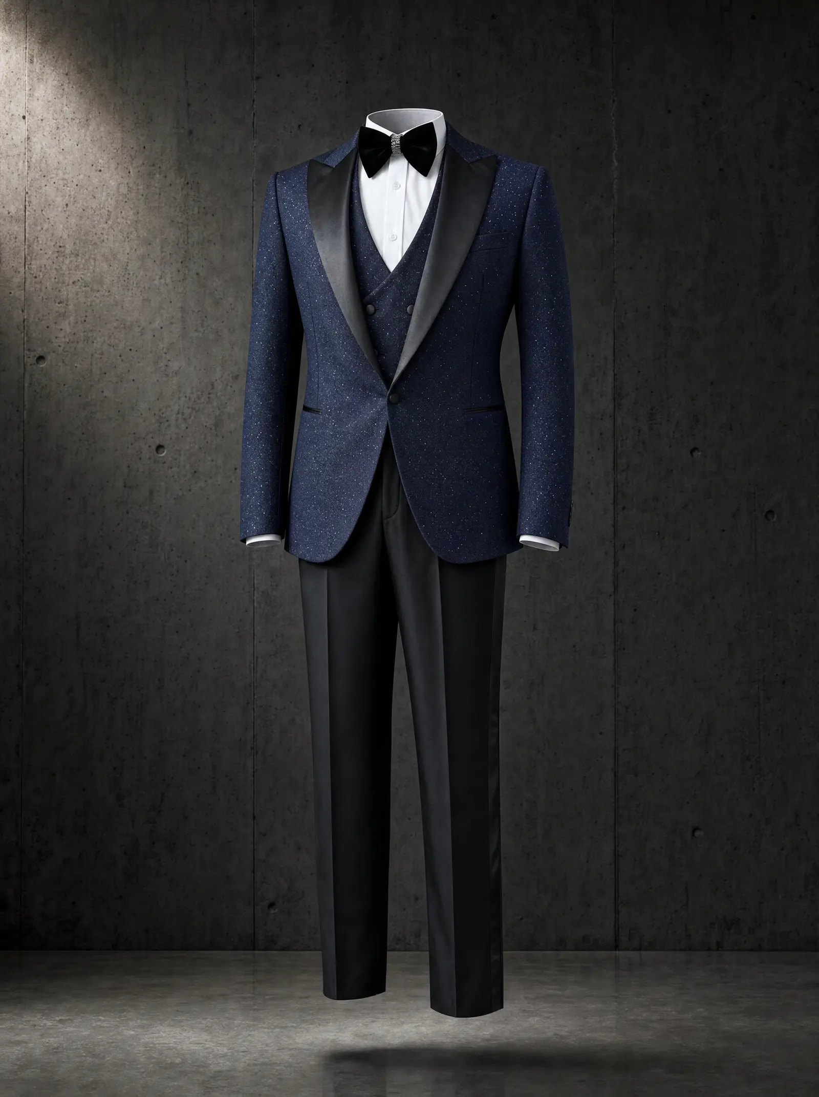 Midnight navy speckle Marylebone three piece tuxedo