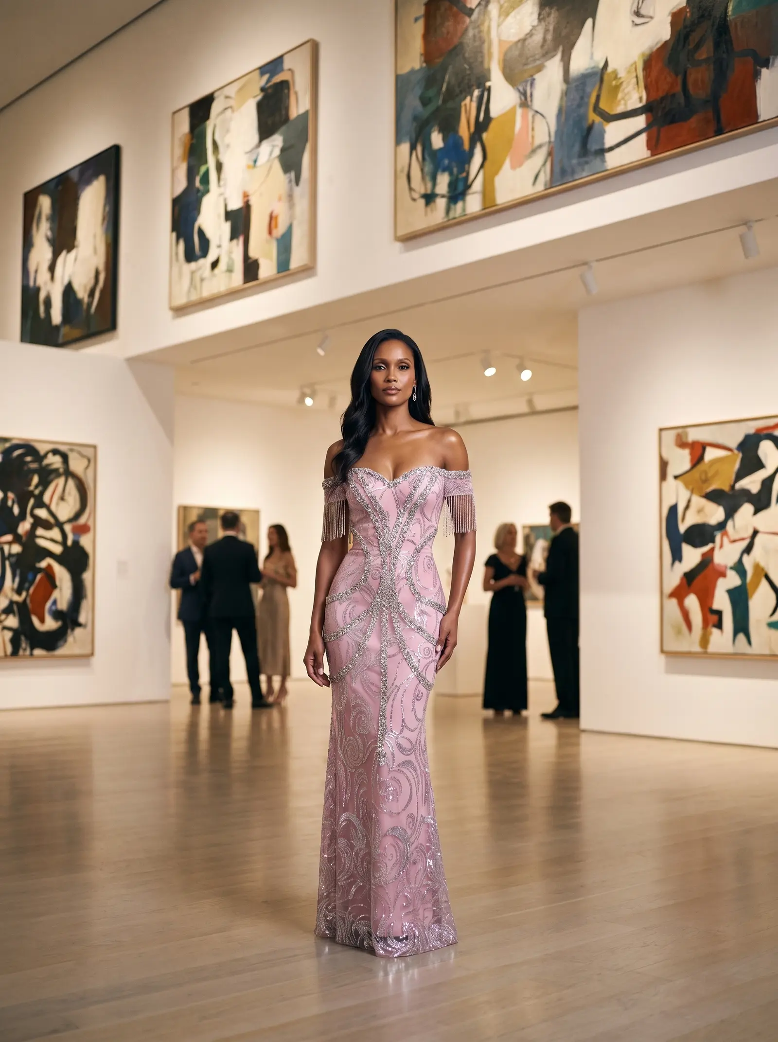 Pink Hourglass column gown occasion photograph