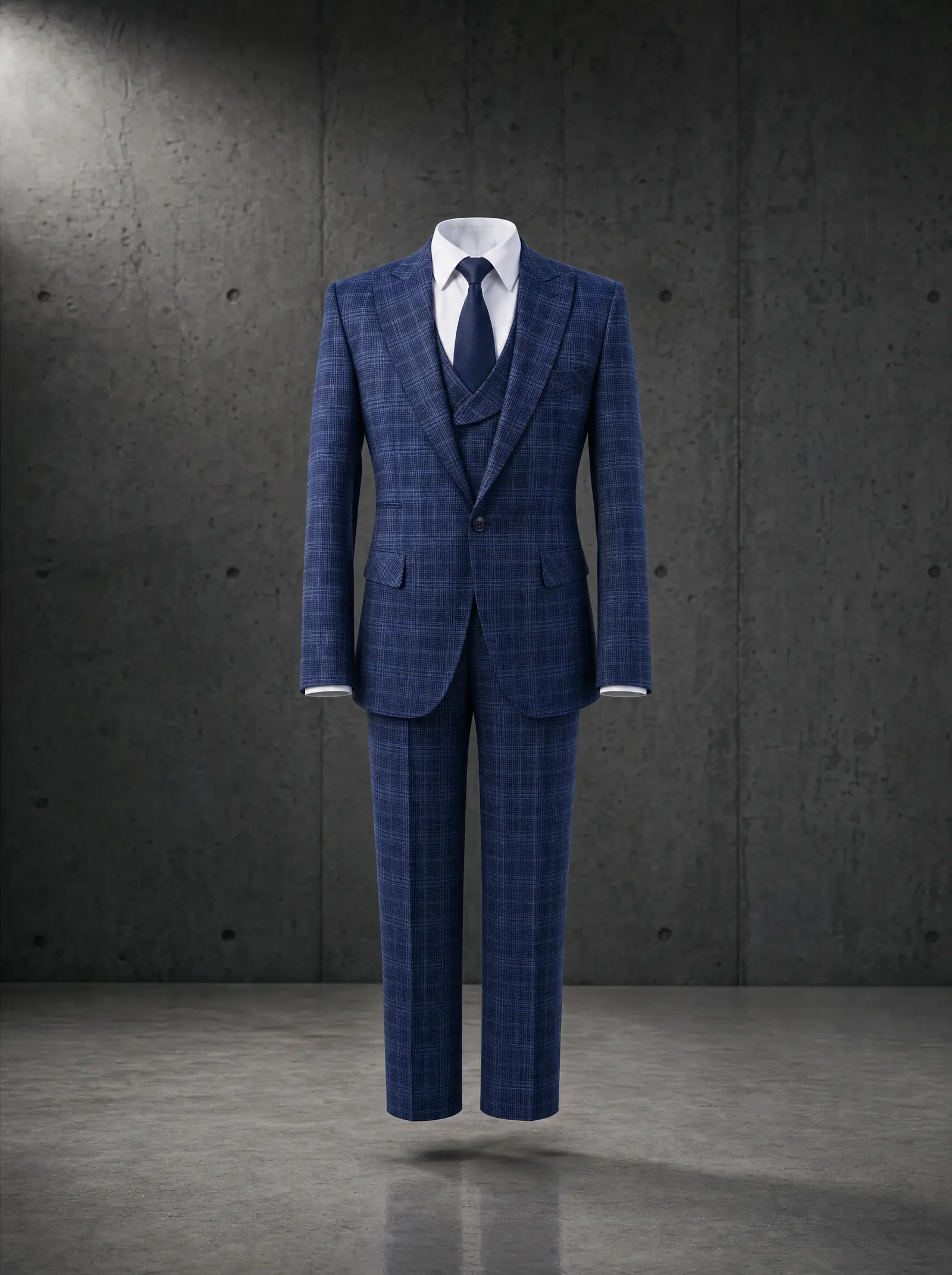 Navy plaid Langston three piece suit