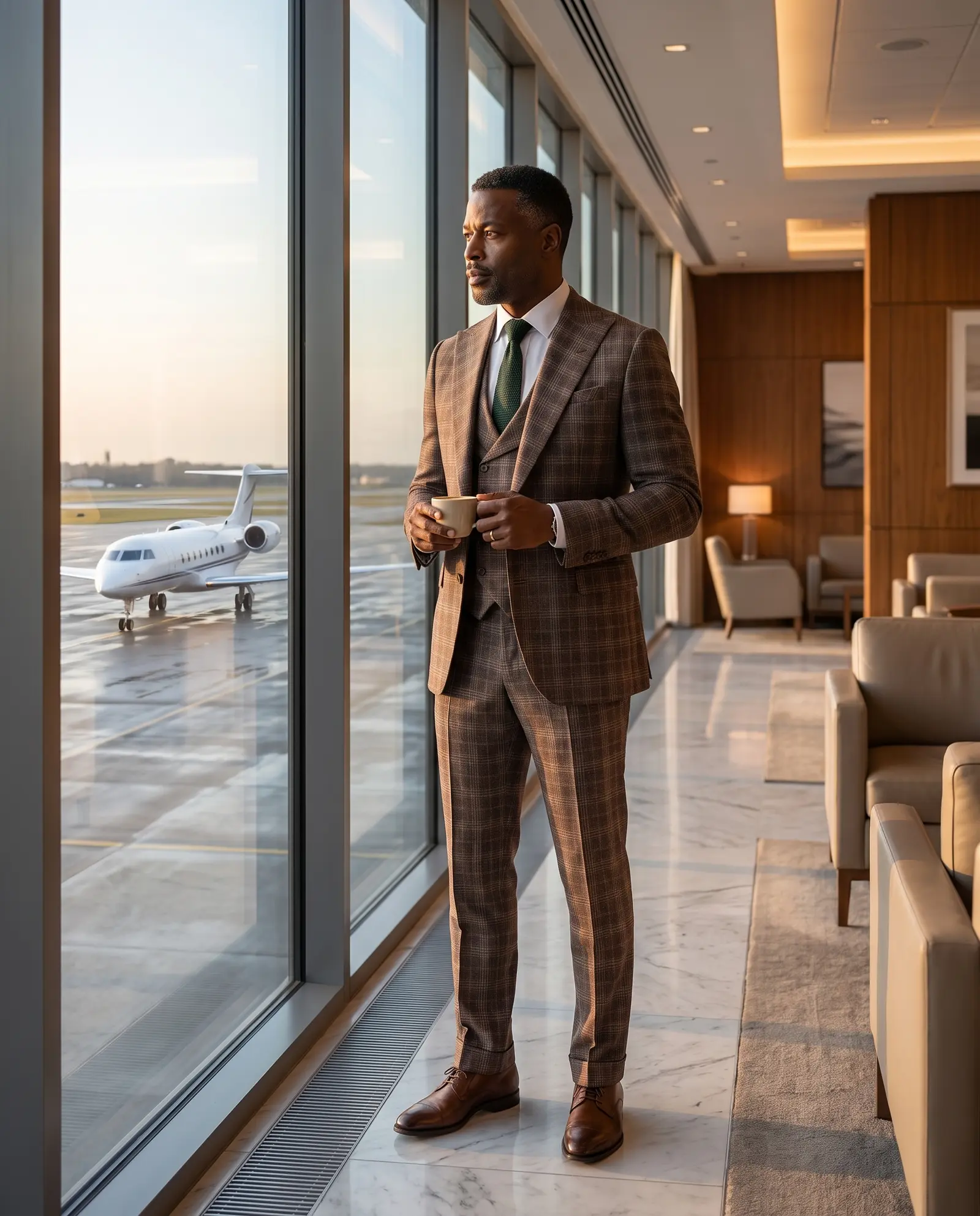 Brown plaid Langston three piece suit
