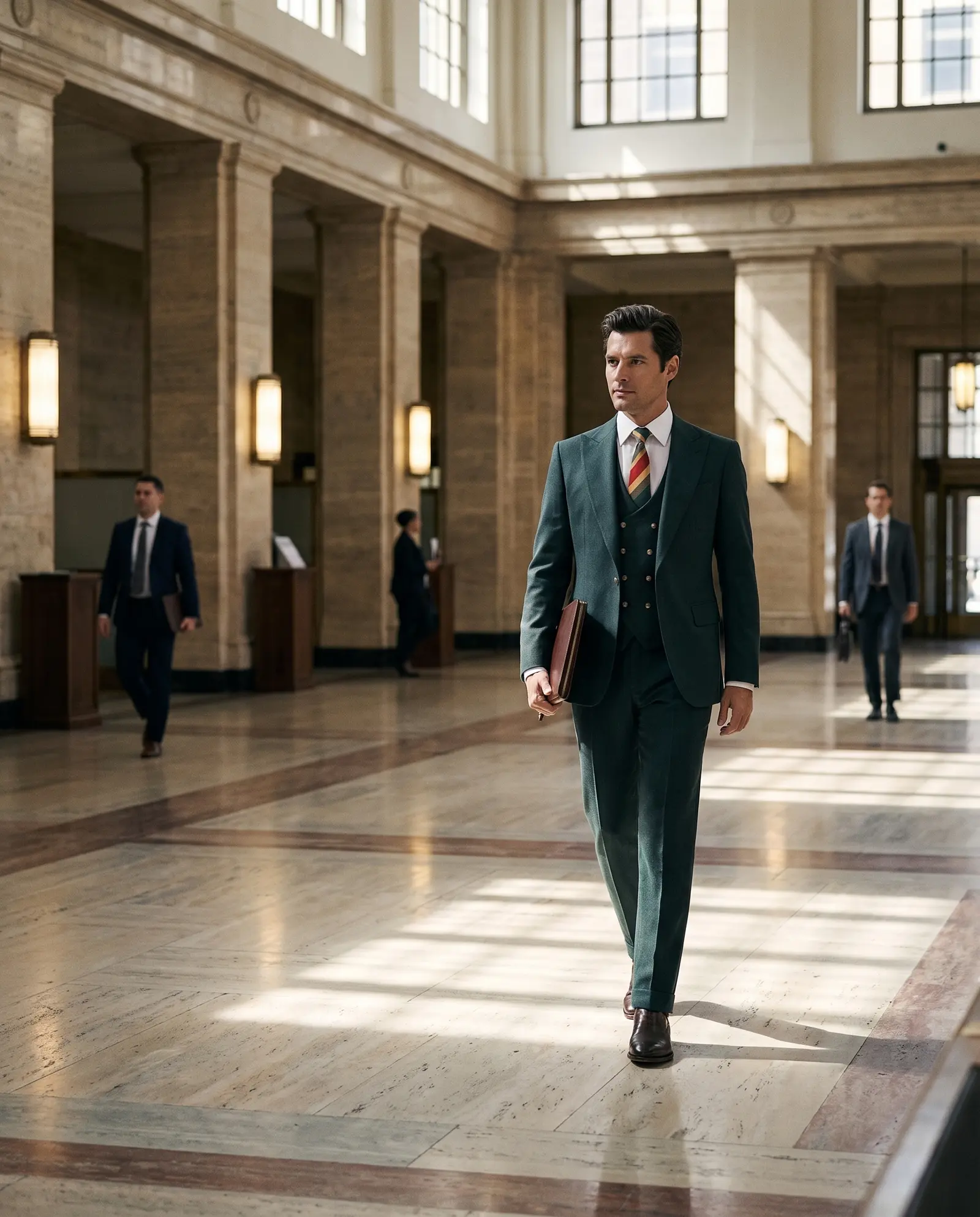 Forest green Ashford three piece suit occasion photograph