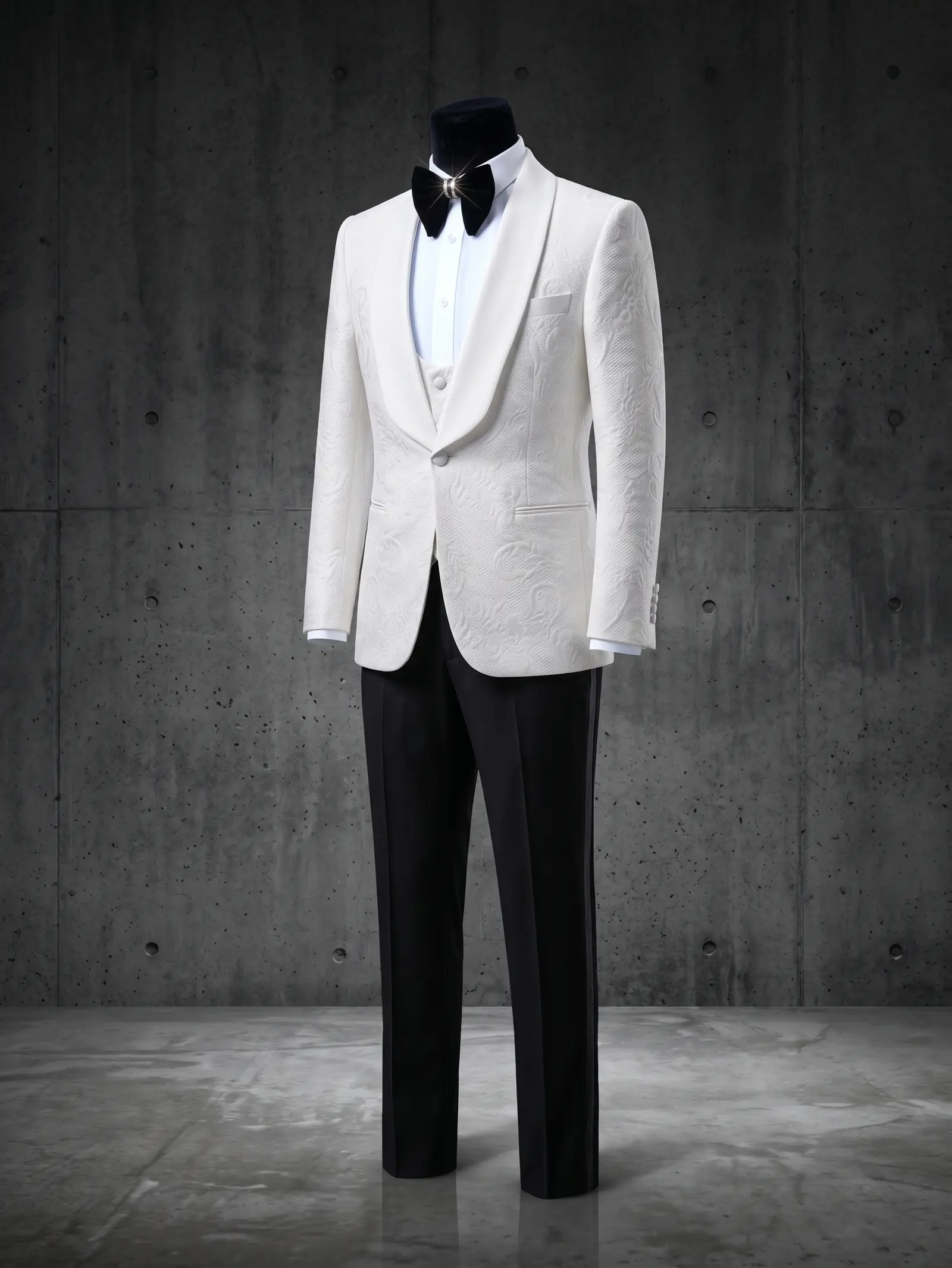 White jacquard Amalfi tuxedo
