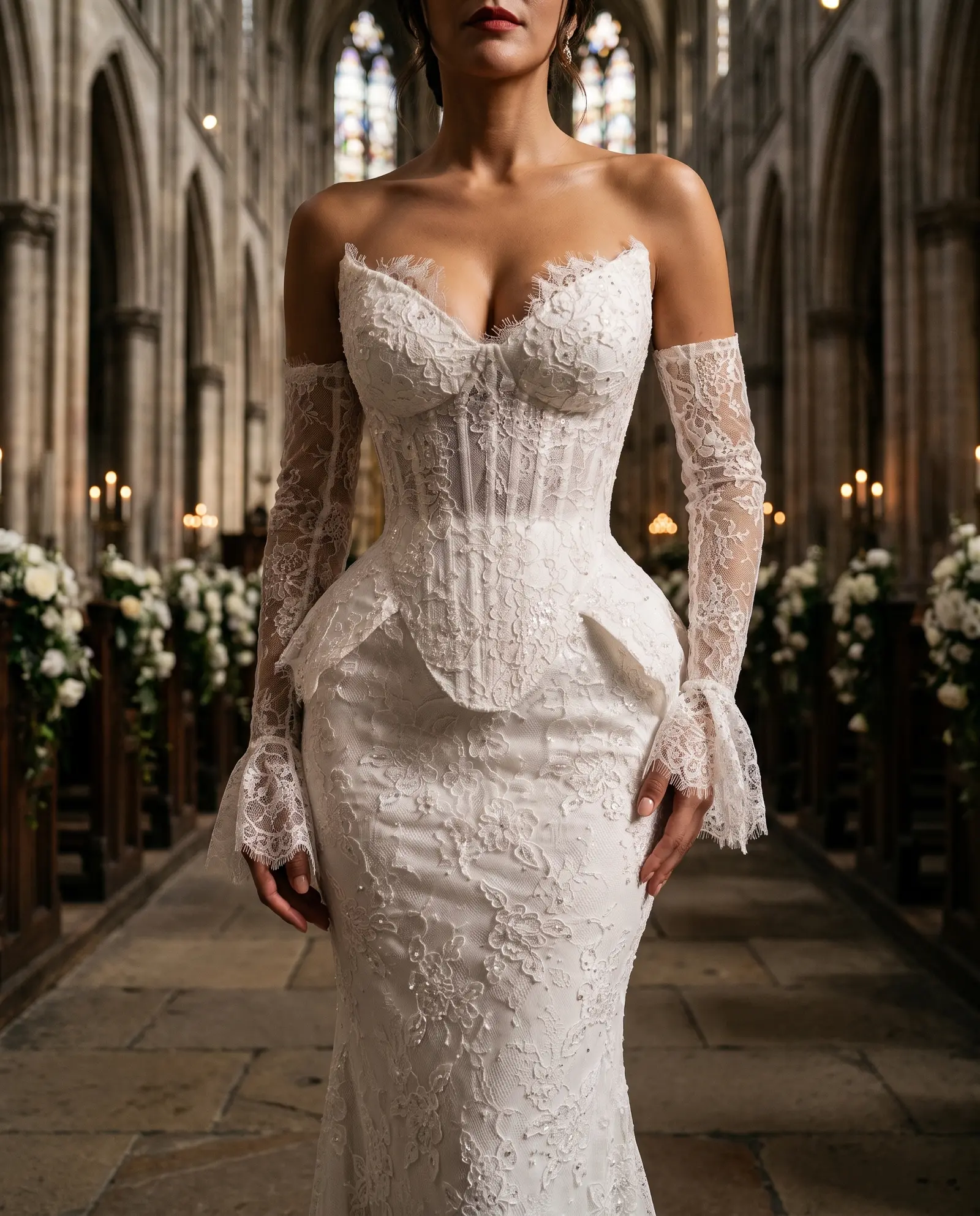 Ivory lace Grace bridal gown occasion photograph