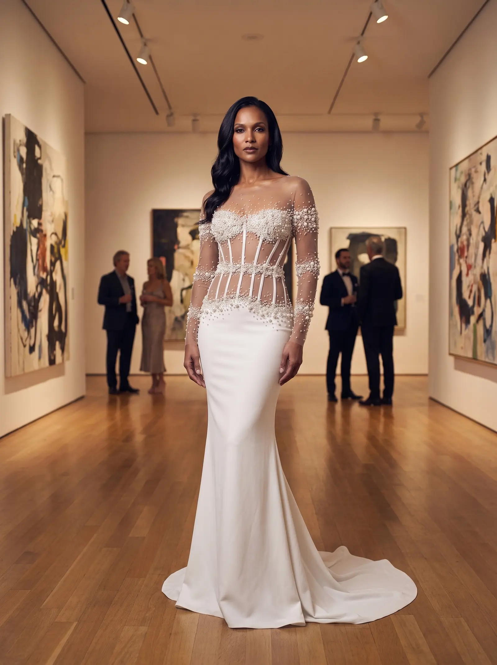 Ivory pearl Heirloom mermaid gown occasion photograph