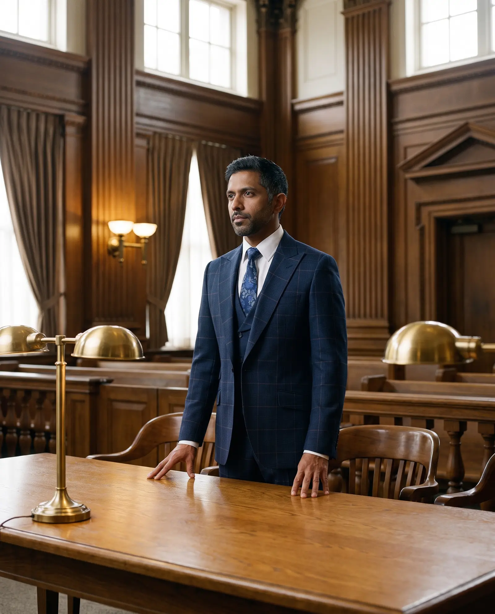 Navy windowpane Ainsley three piece suit