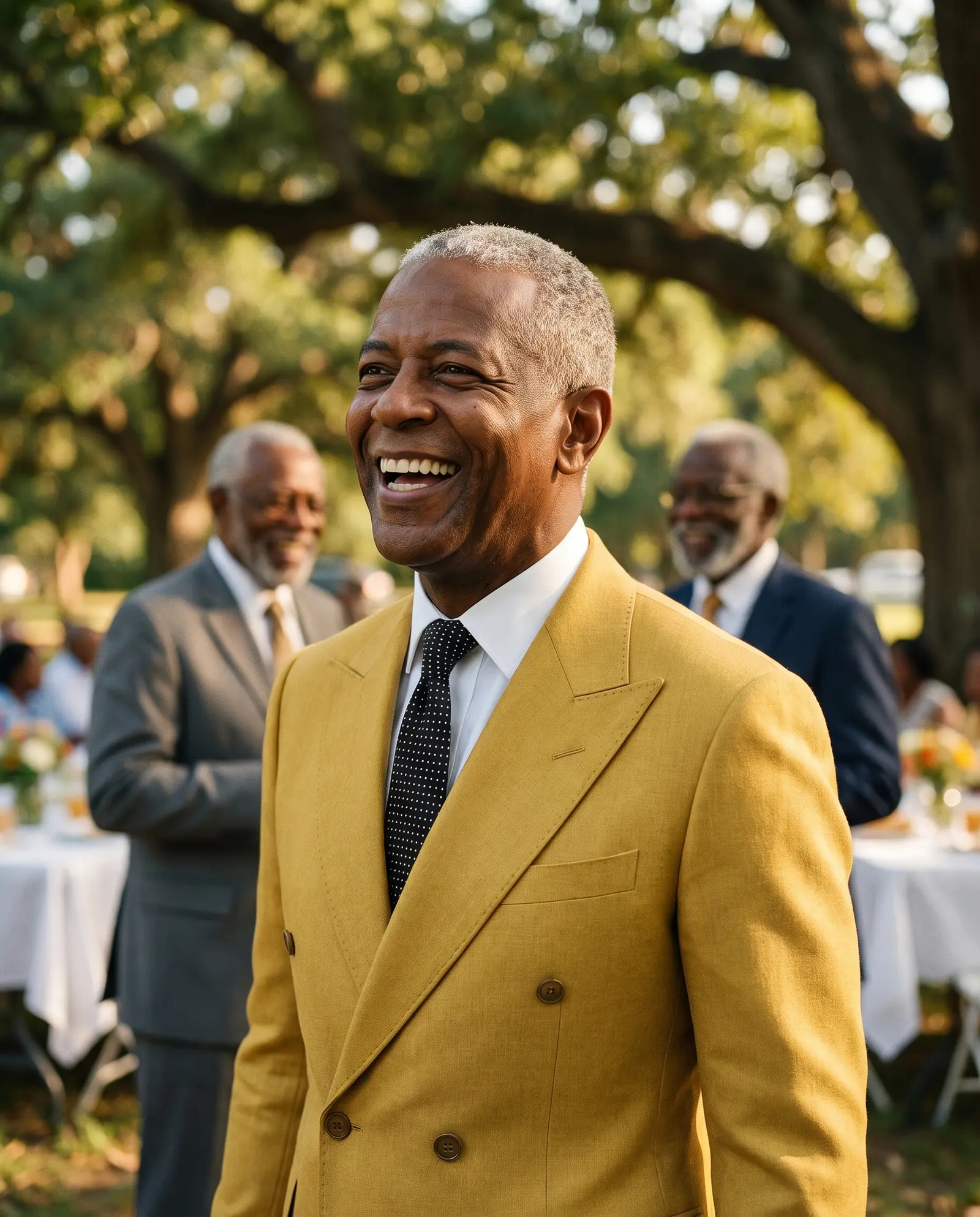 Mustard Jubilee suit occasion photograph