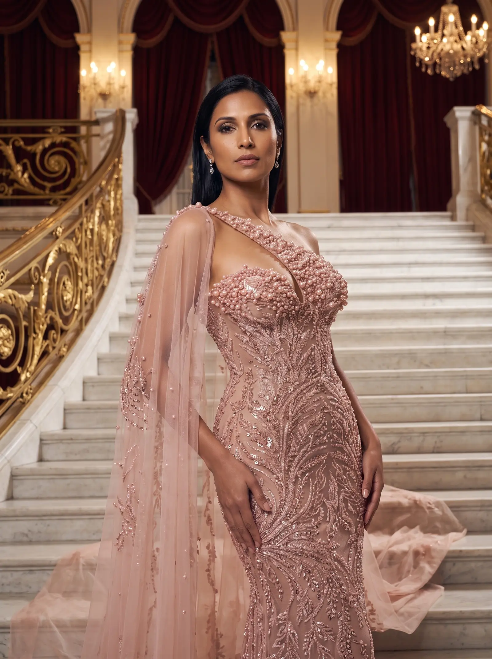 Blush Zephyr mermaid gown occasion photograph