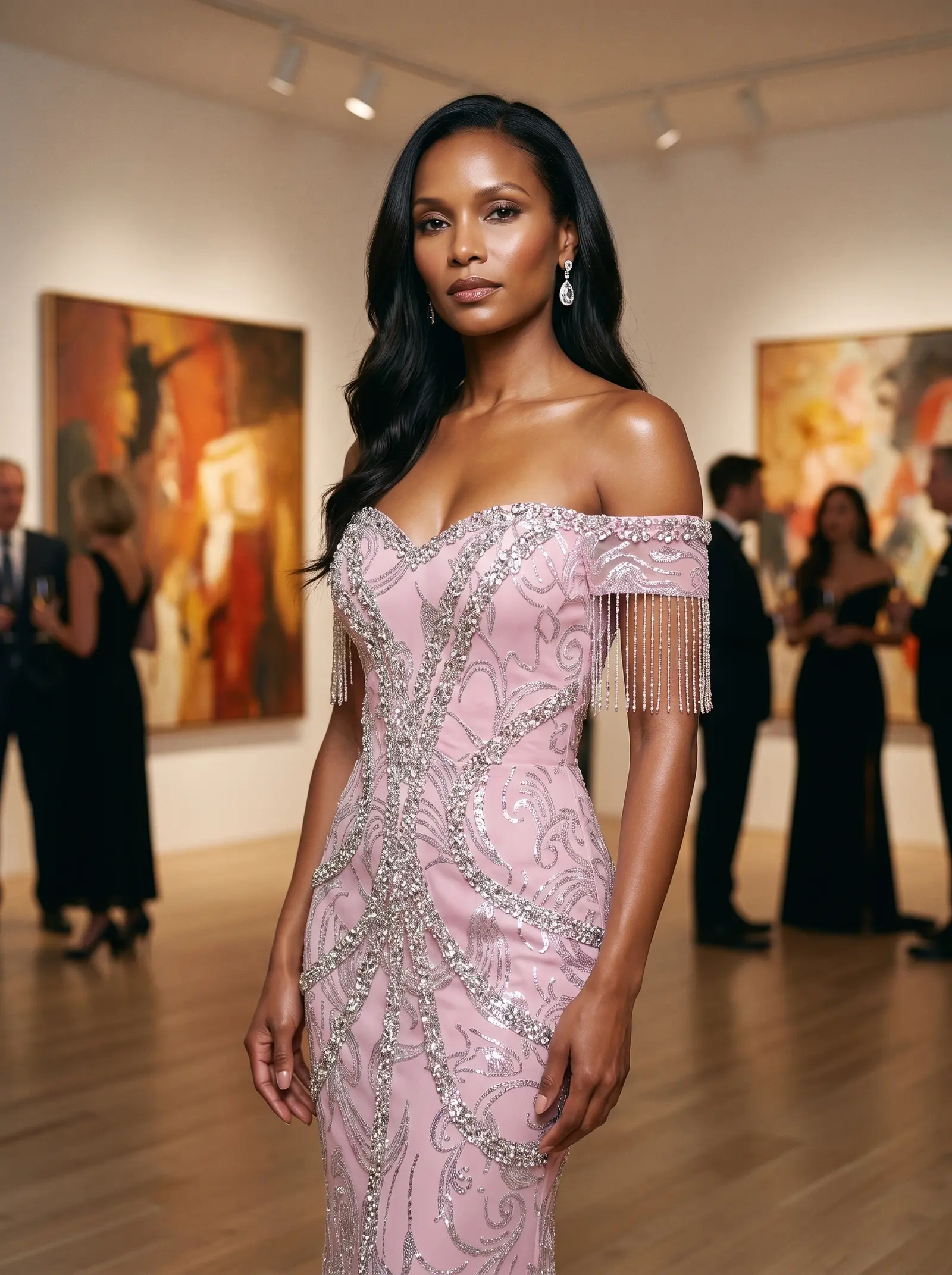 Pink Hourglass column gown occasion photograph