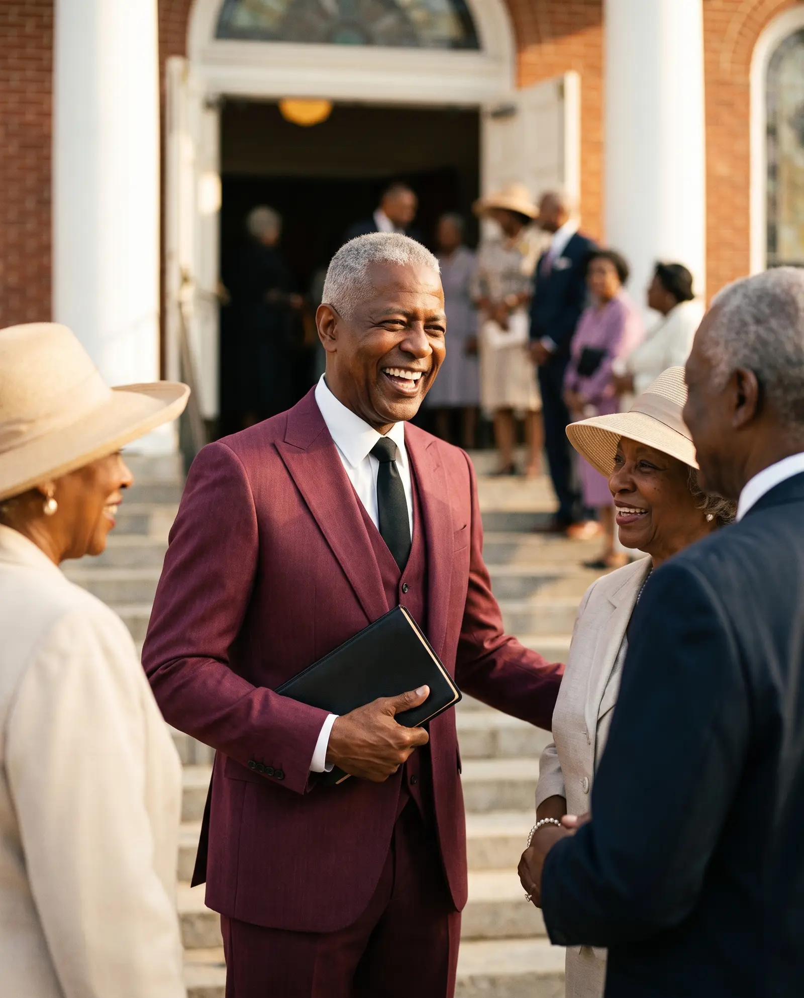 Wine herringbone Covenant three piece suit occasion photograph