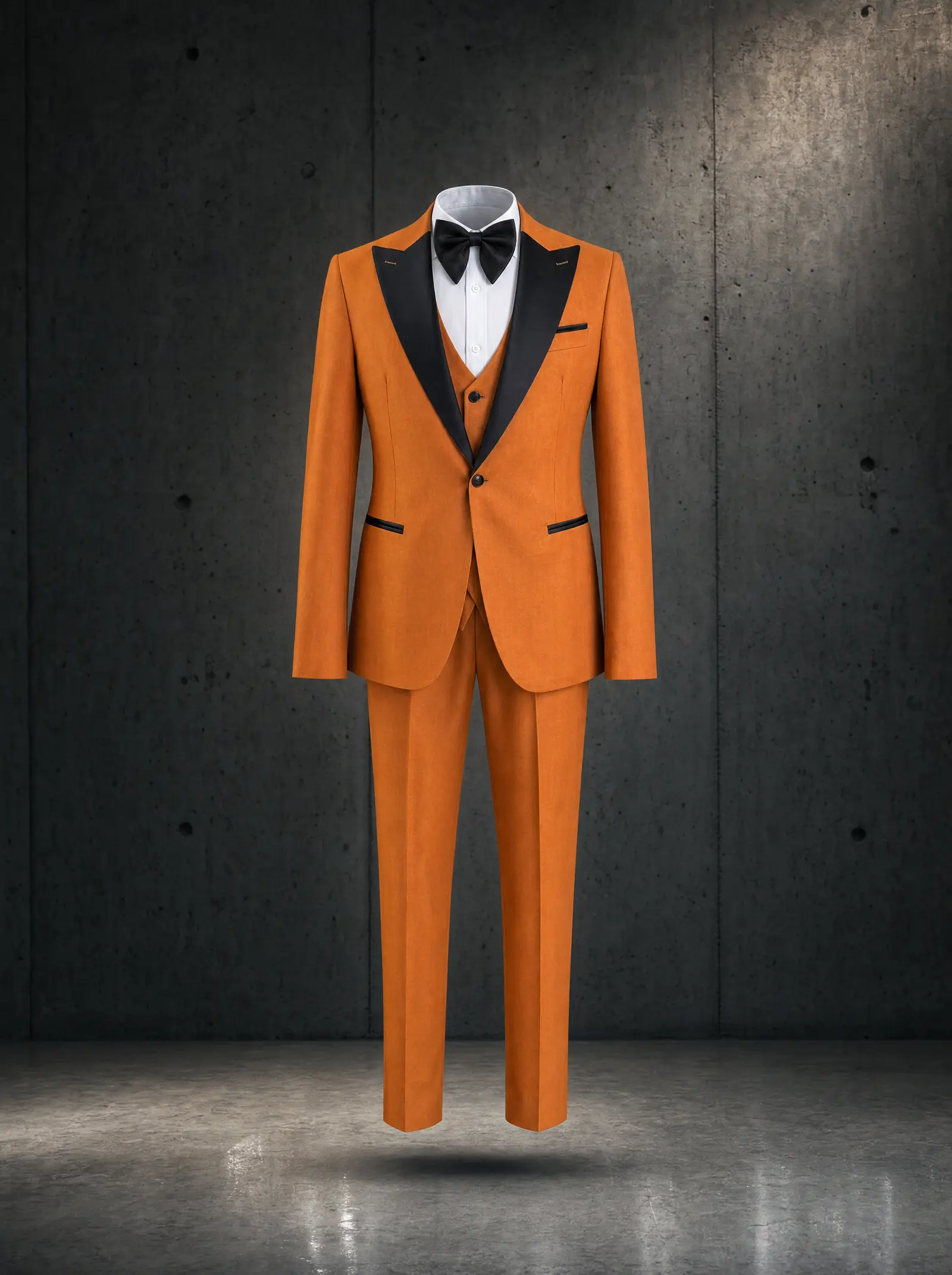 Burnt orange Tangier three piece tuxedo