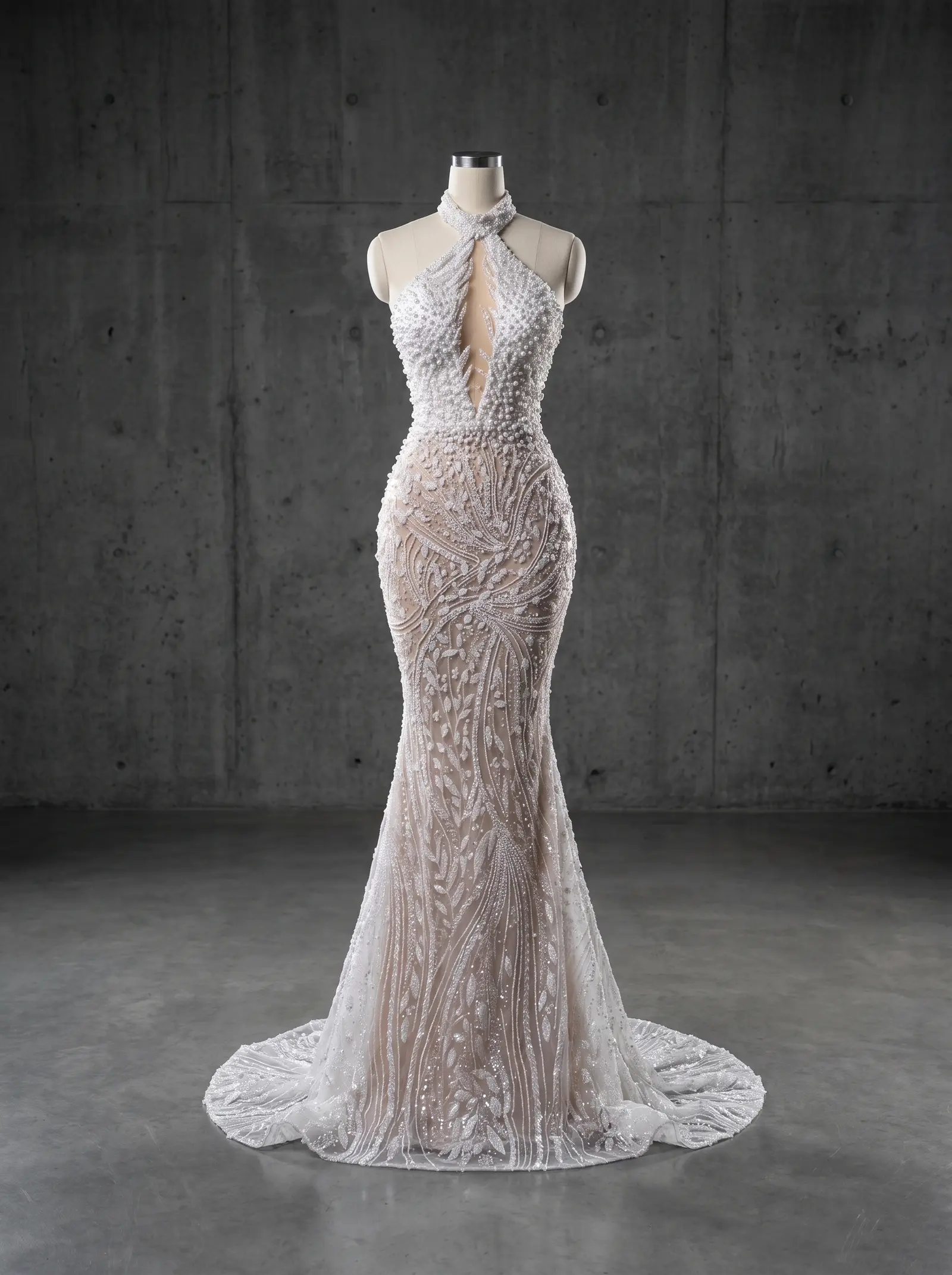 Ivory pearl Adore bridal gown, mannequin