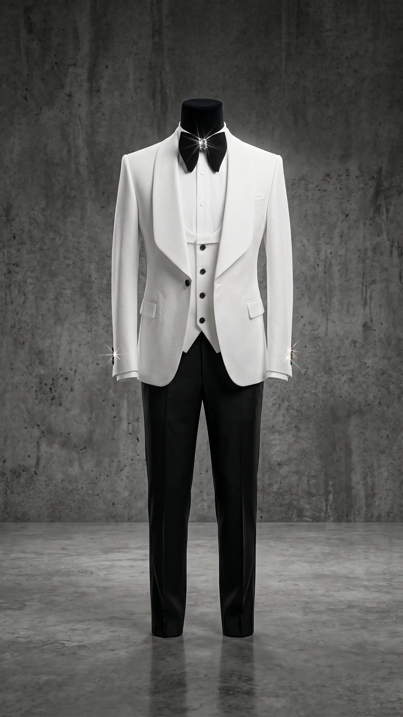 White Florence three piece tuxedo