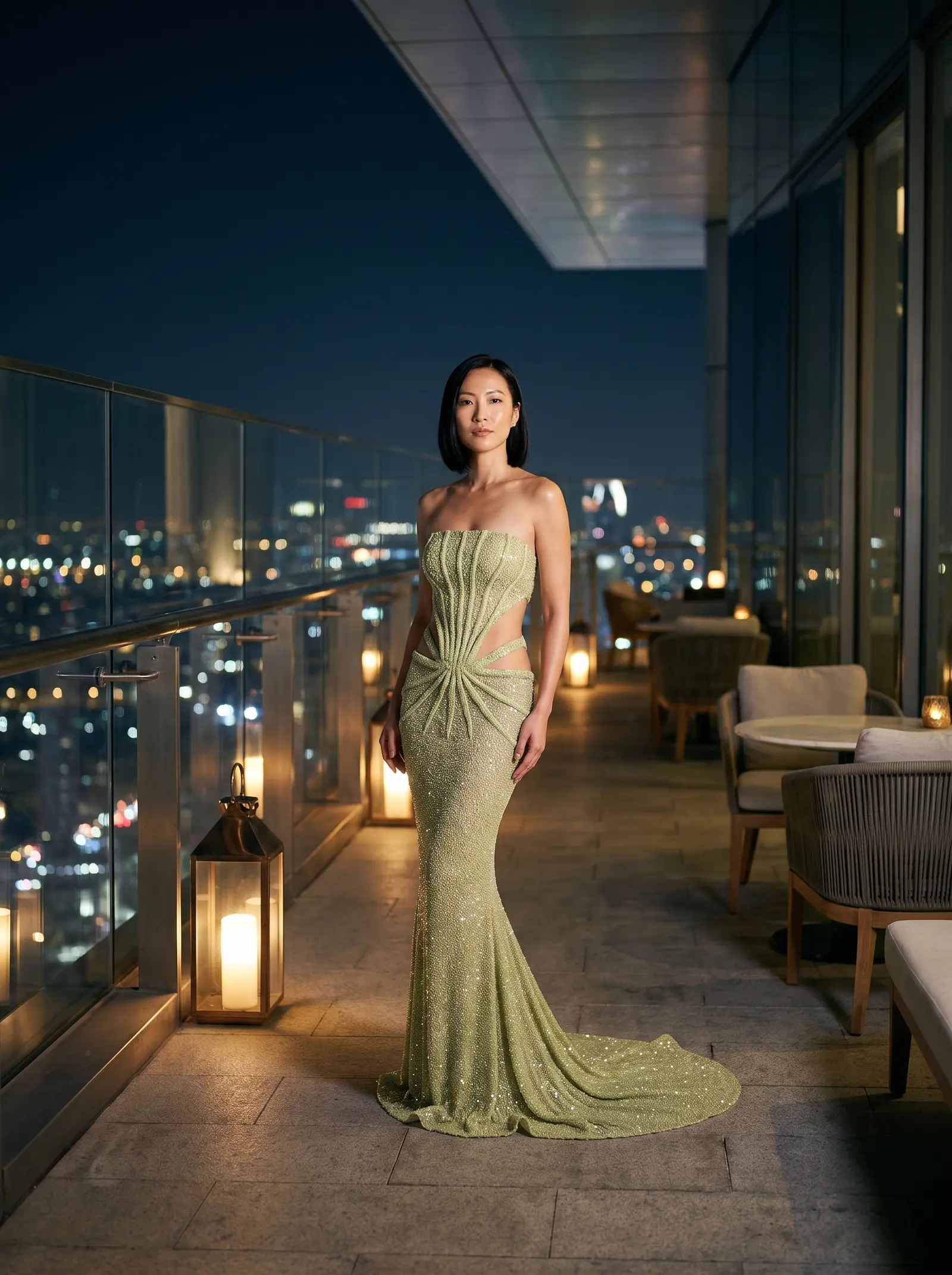 Pistachio Sorbet mermaid gown occasion photograph