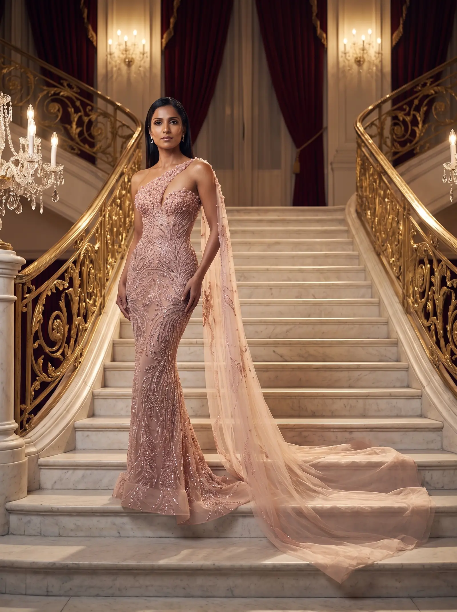 Blush Zephyr mermaid gown occasion photograph