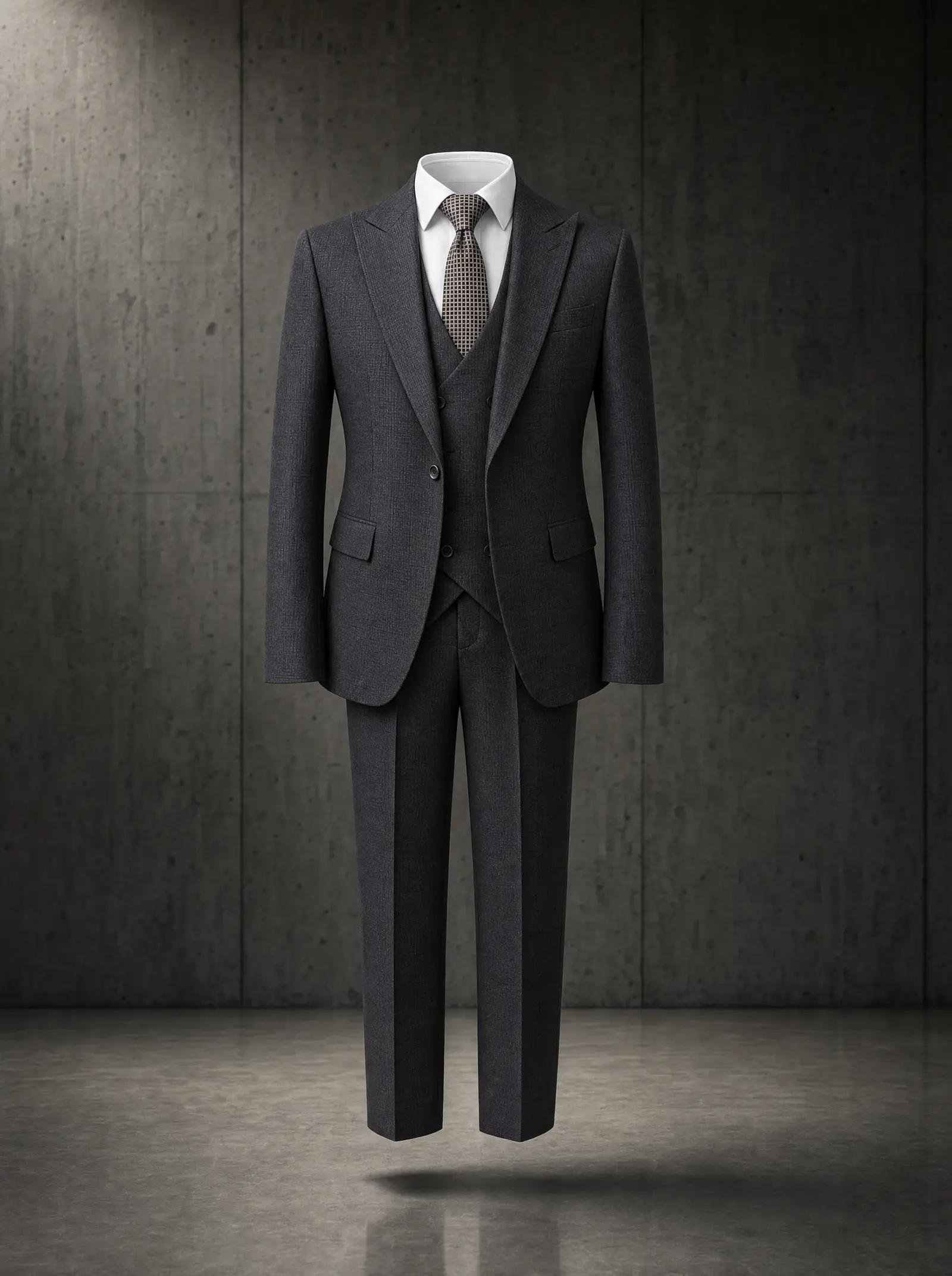 Charcoal micro check Whitehall three piece suit, ghost