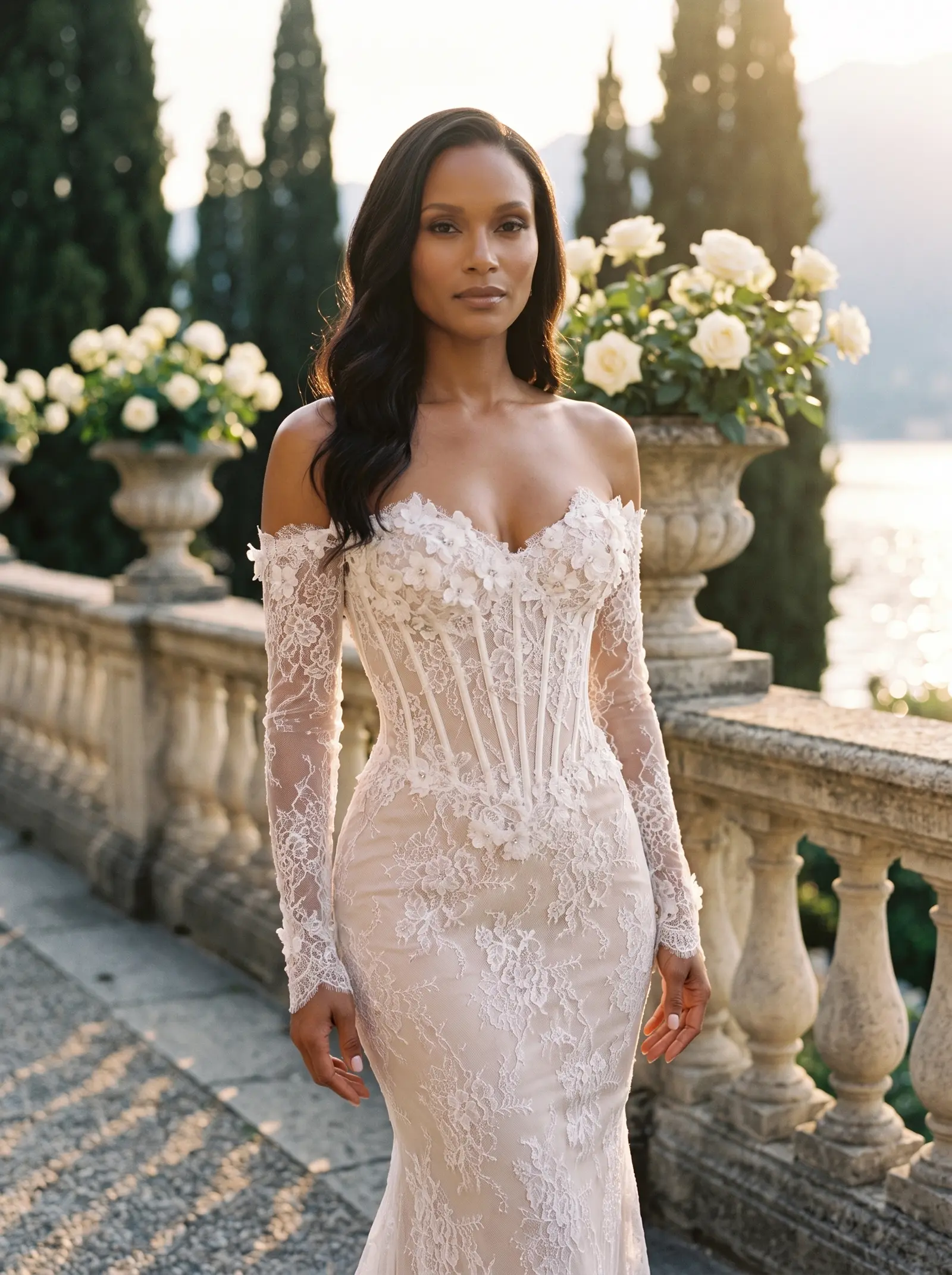 Ivory lace Evermore bridal gown occasion photograph