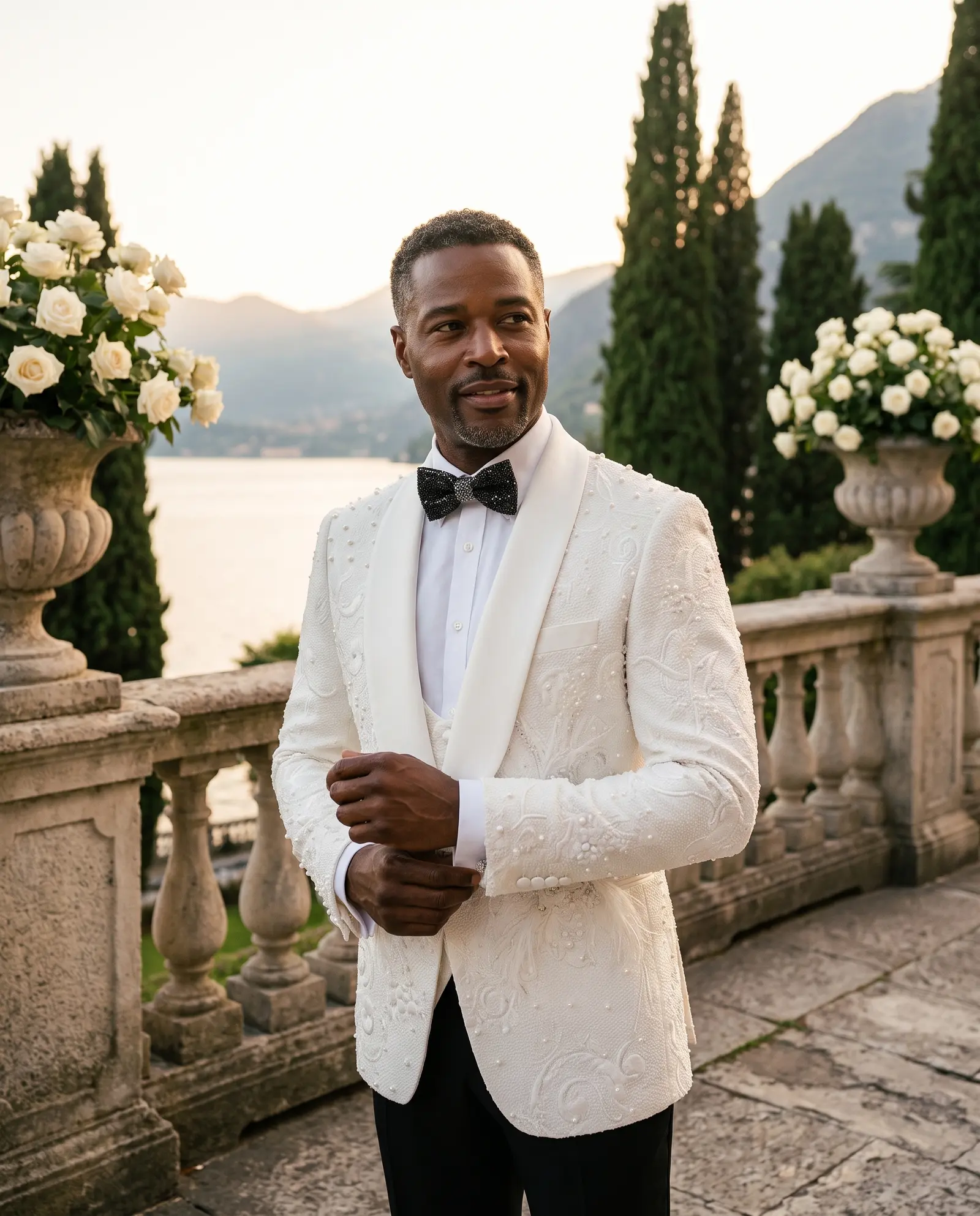 White jacquard Whisper dinner jacket