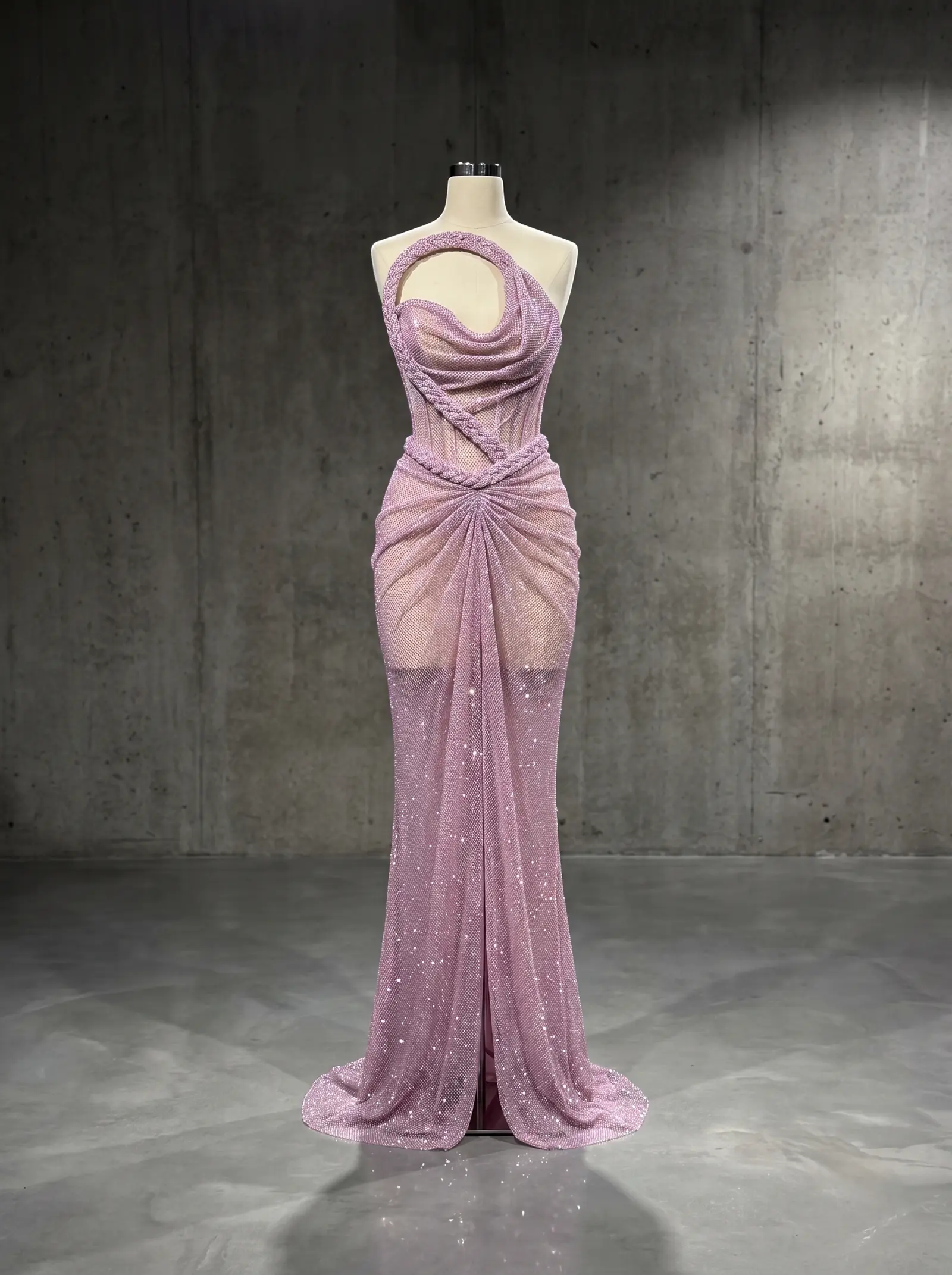 Lilac Wisteria gown, mannequin