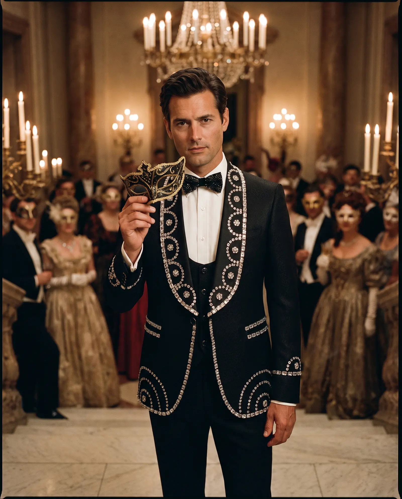 Black and silver Scroll tuxedo