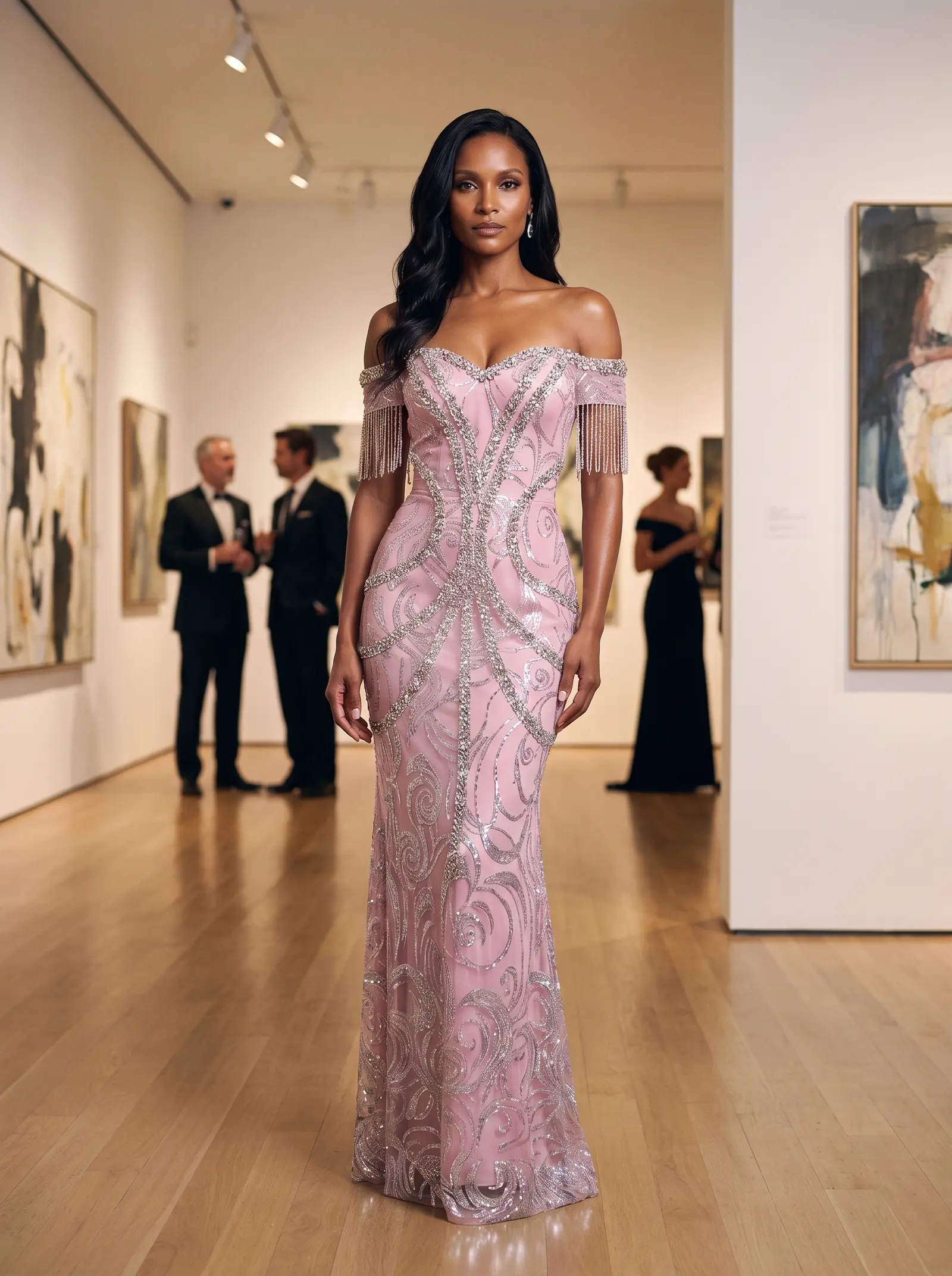 Pink Hourglass column gown occasion photograph