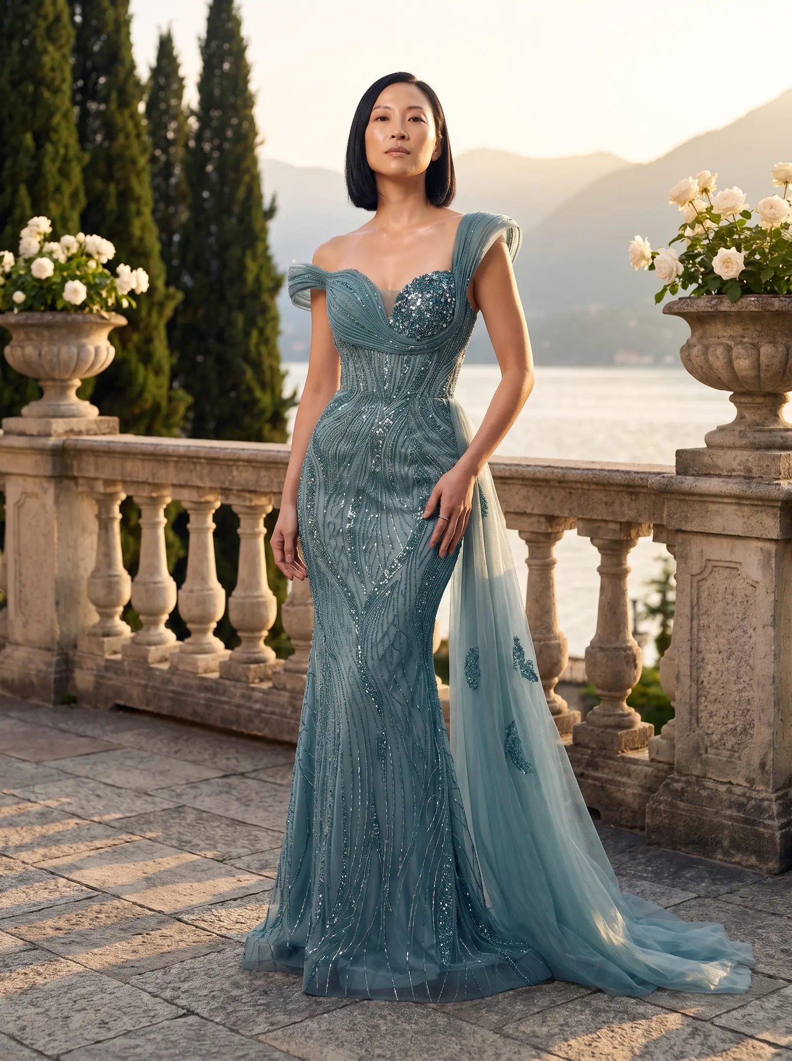 Teal Lagoon mermaid gown occasion photograph