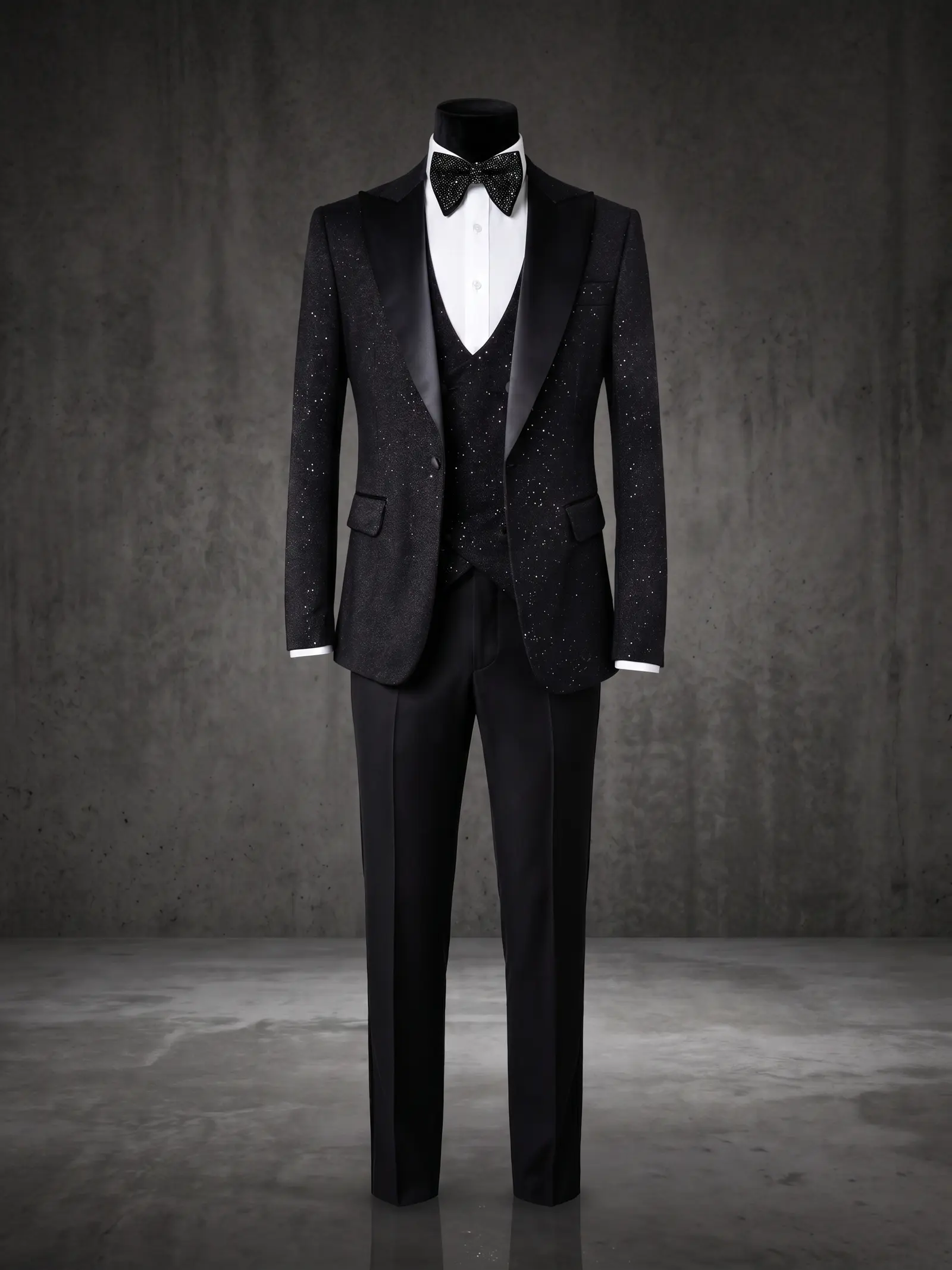 Black speckle Monaco three piece tuxedo