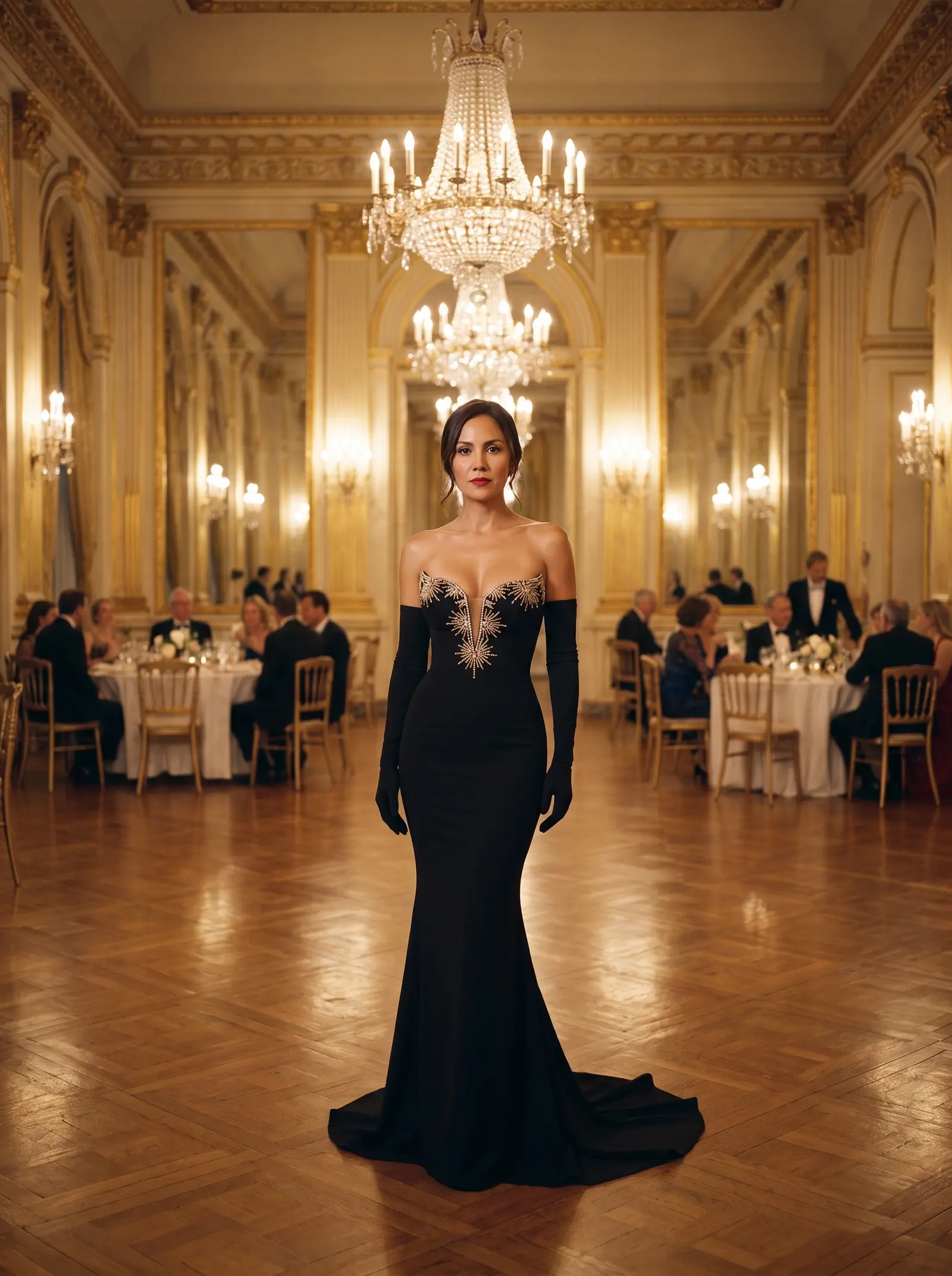 Black Starlight mermaid gown occasion photograph
