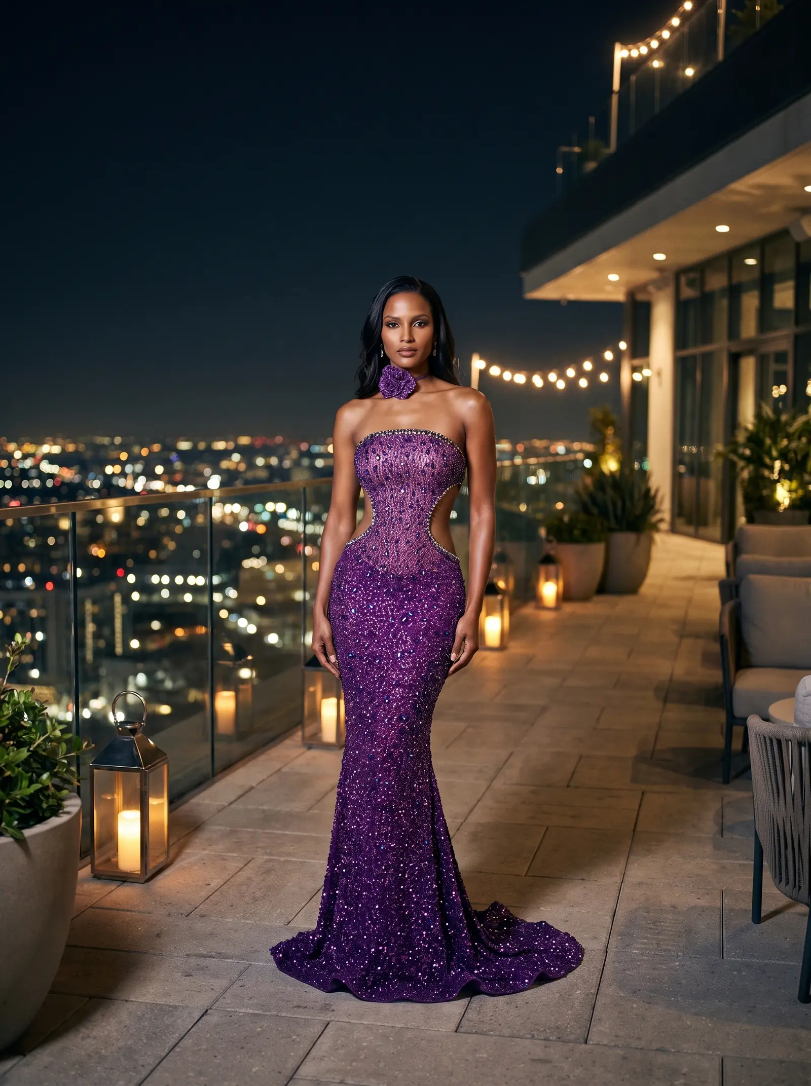 Amethyst Orchid mermaid gown occasion photograph