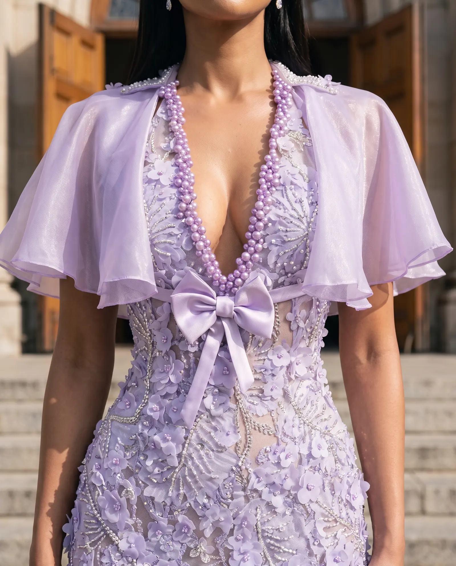 Lavender Sonnet column gown occasion photograph