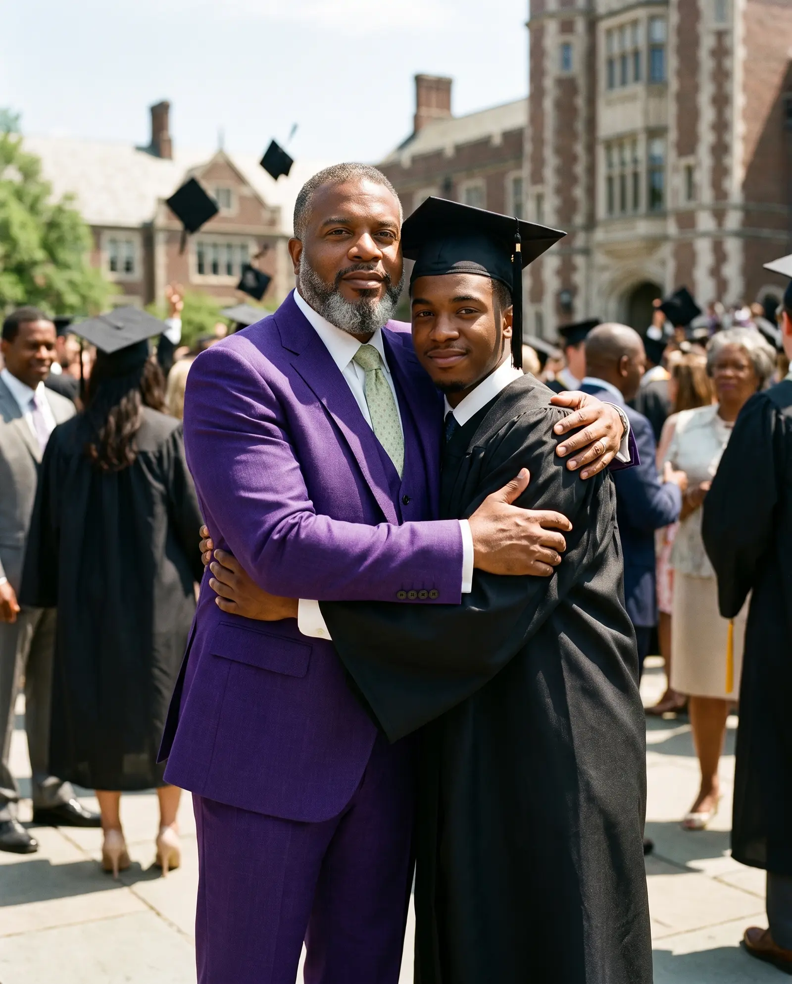 Royal purple Ephesus three piece suit occasion photograph