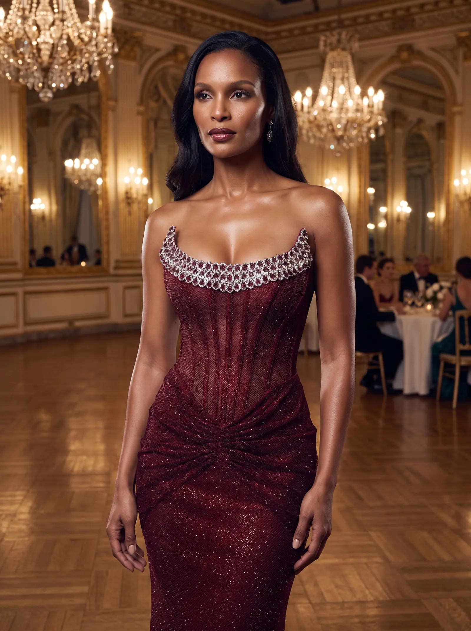 Burgundy Garnet gown occasion photograph