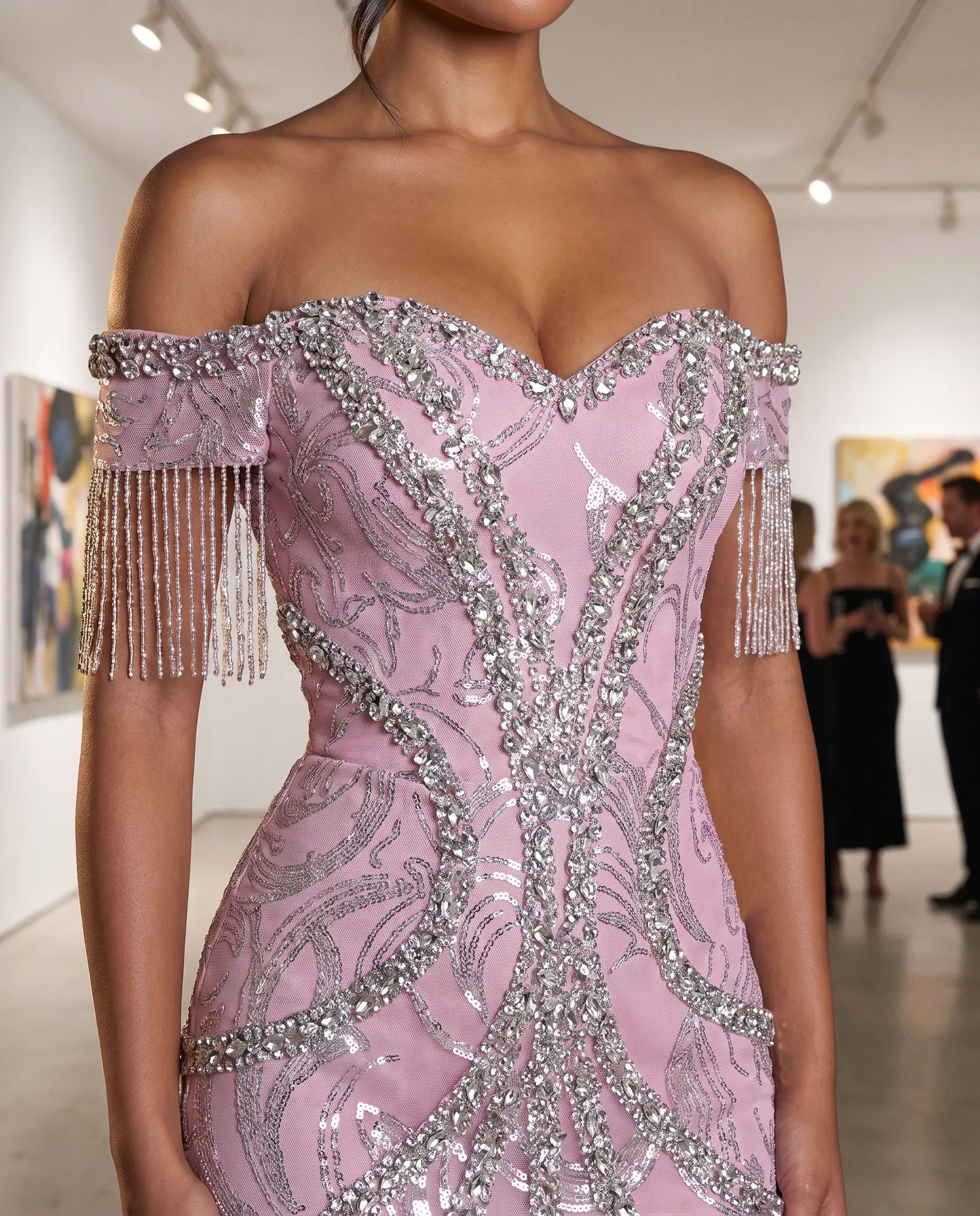 Pink Hourglass column gown occasion photograph