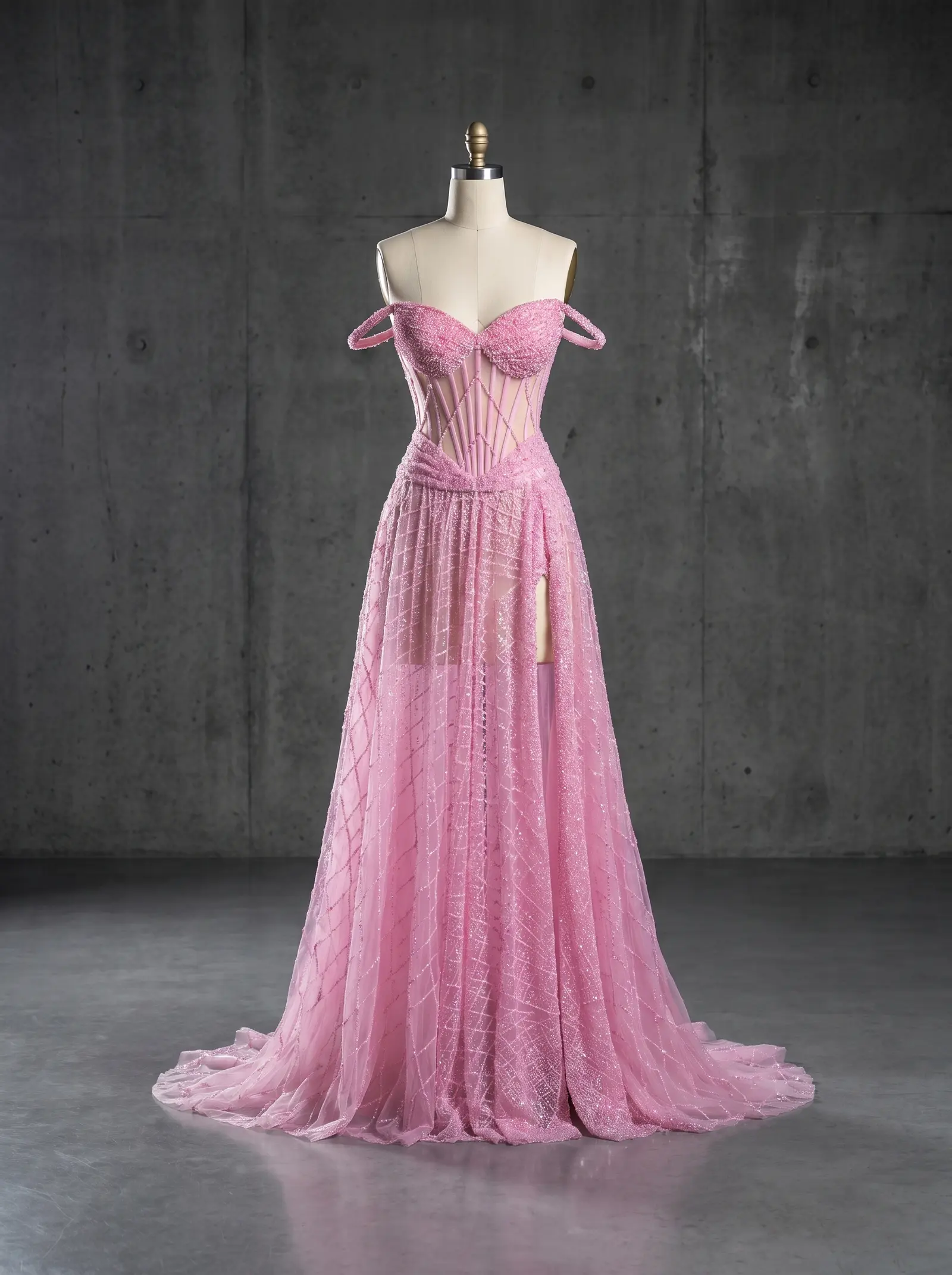 Bubblegum pink Daydream gown, mannequin