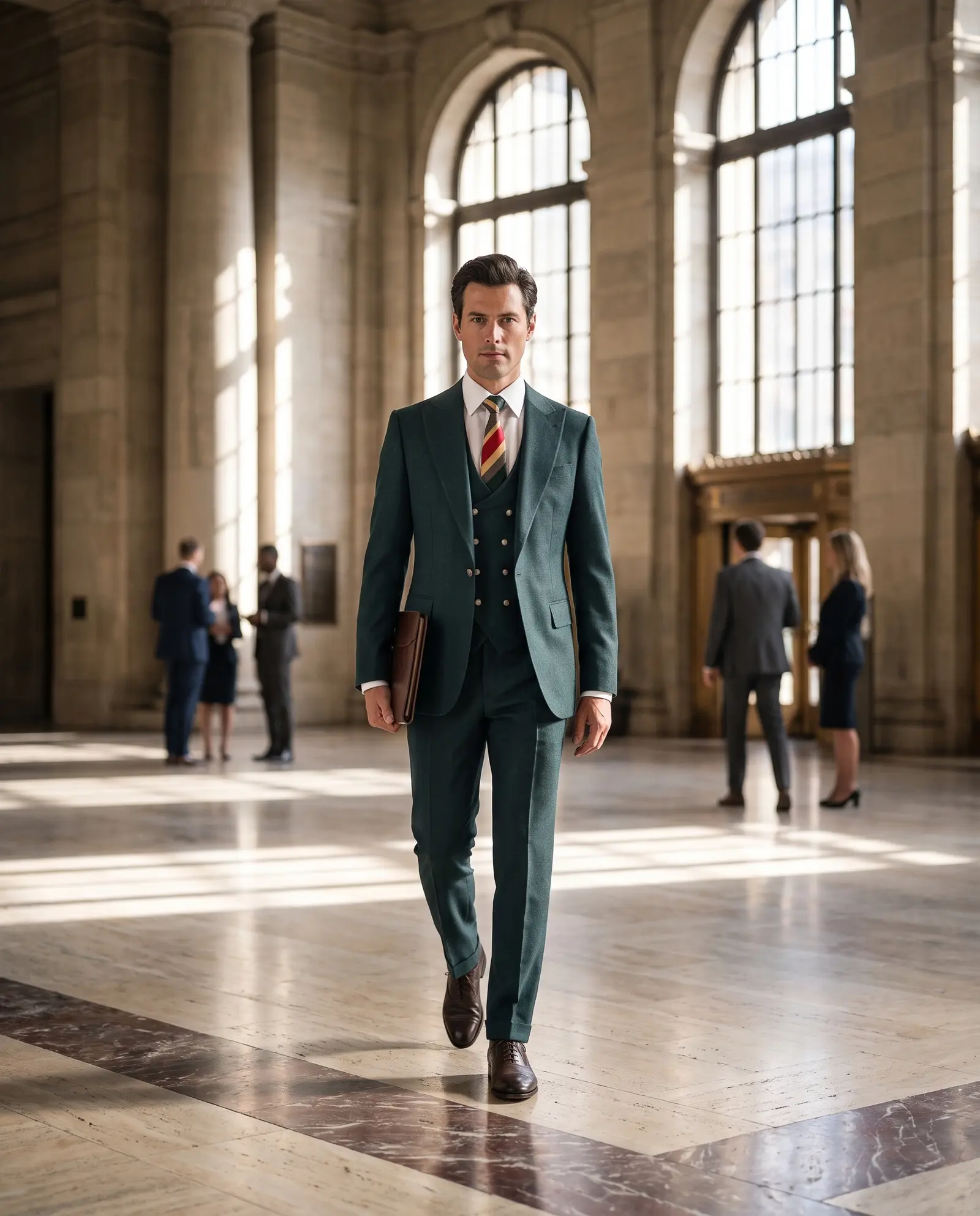 Forest green Ashford three piece suit occasion photograph