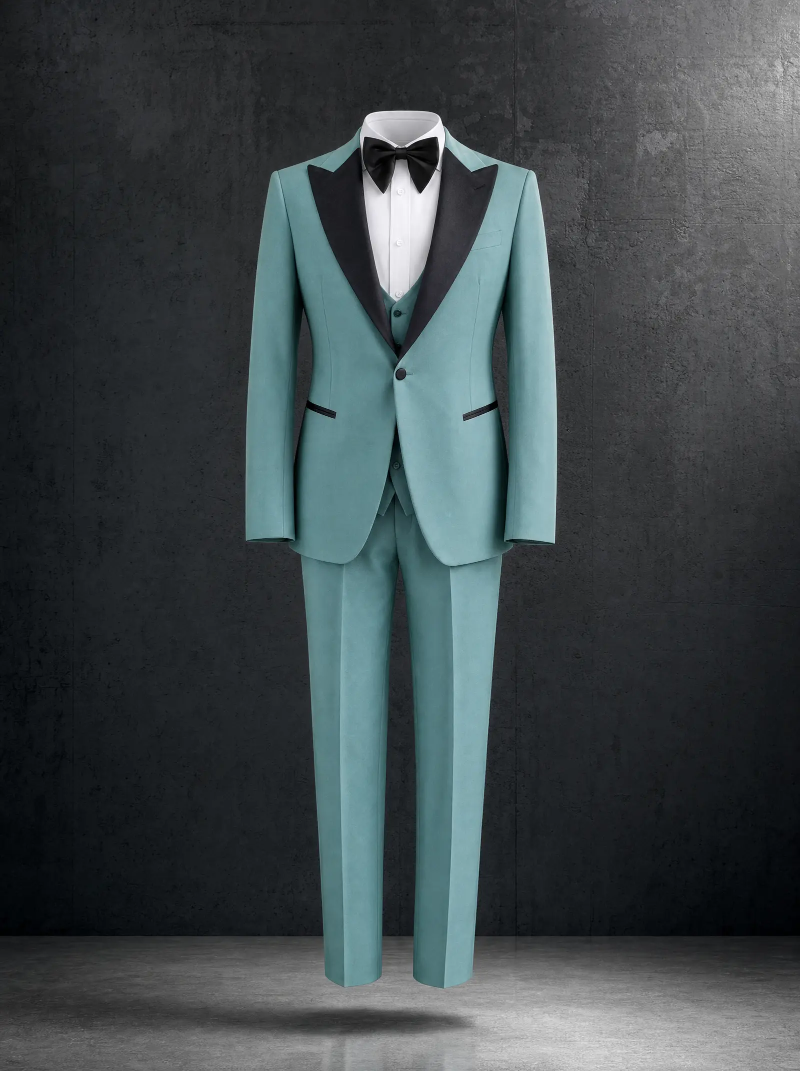 Teal Marrakesh three piece tuxedo