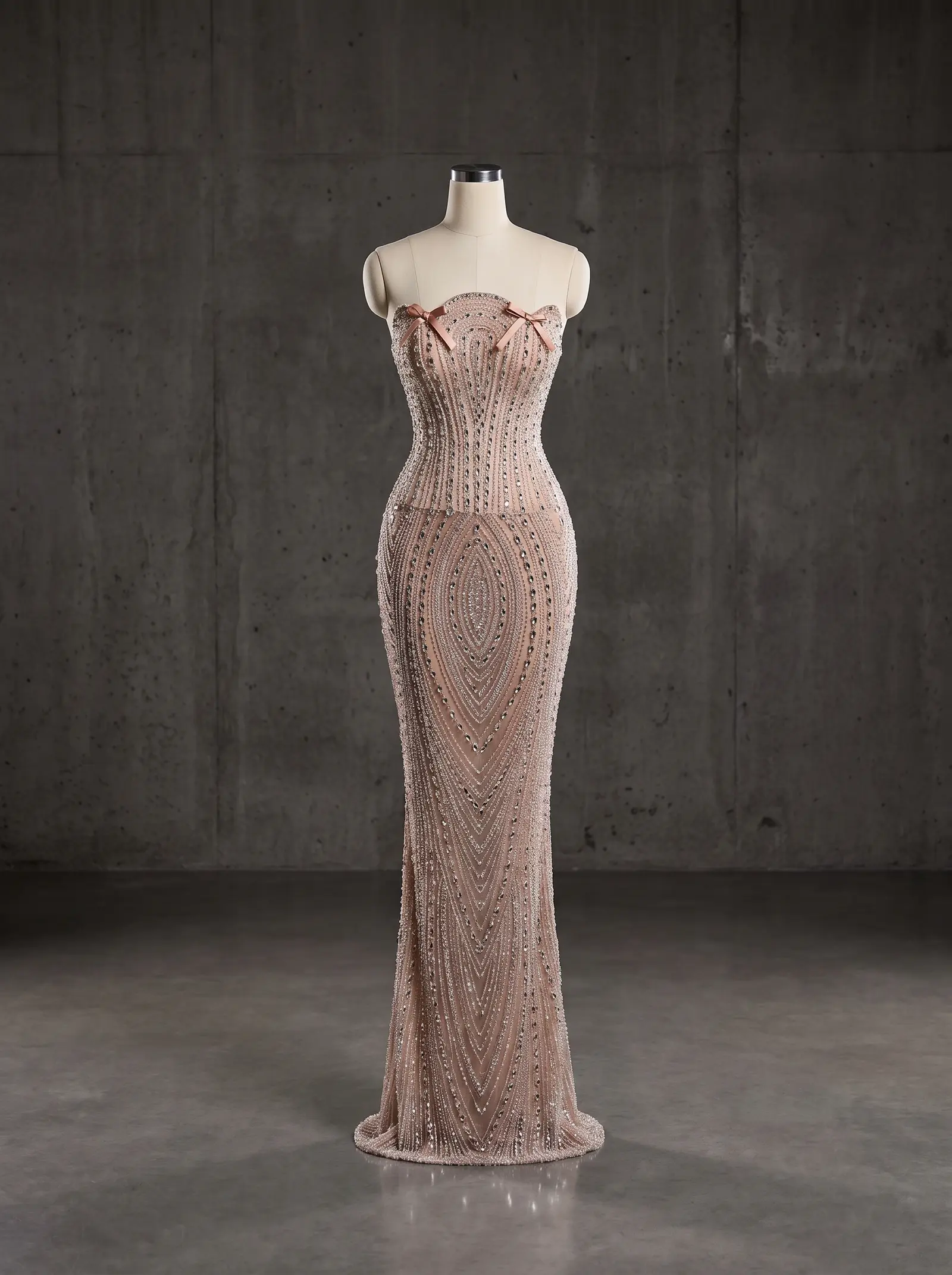 Blush Promise column gown, mannequin