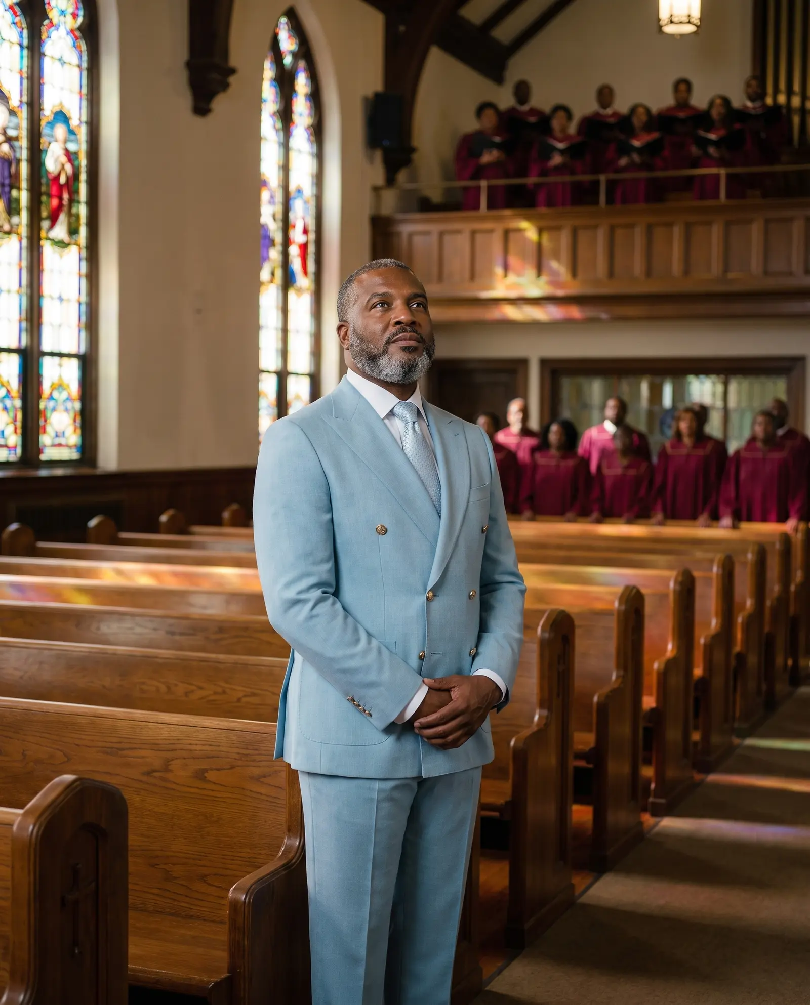 Pale aqua Shiloh suit occasion photograph