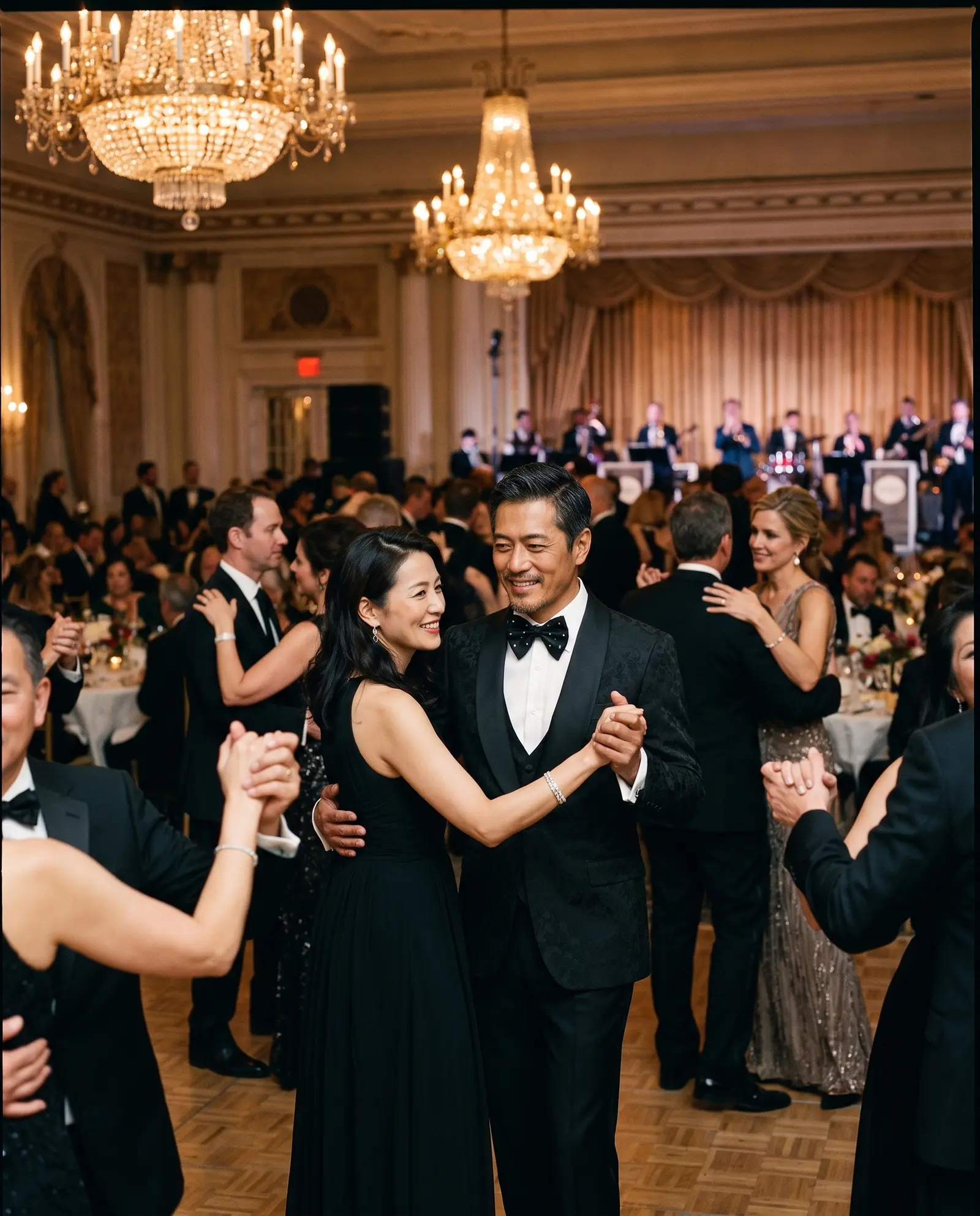 Black tonal jacquard Berkeley three piece tuxedo