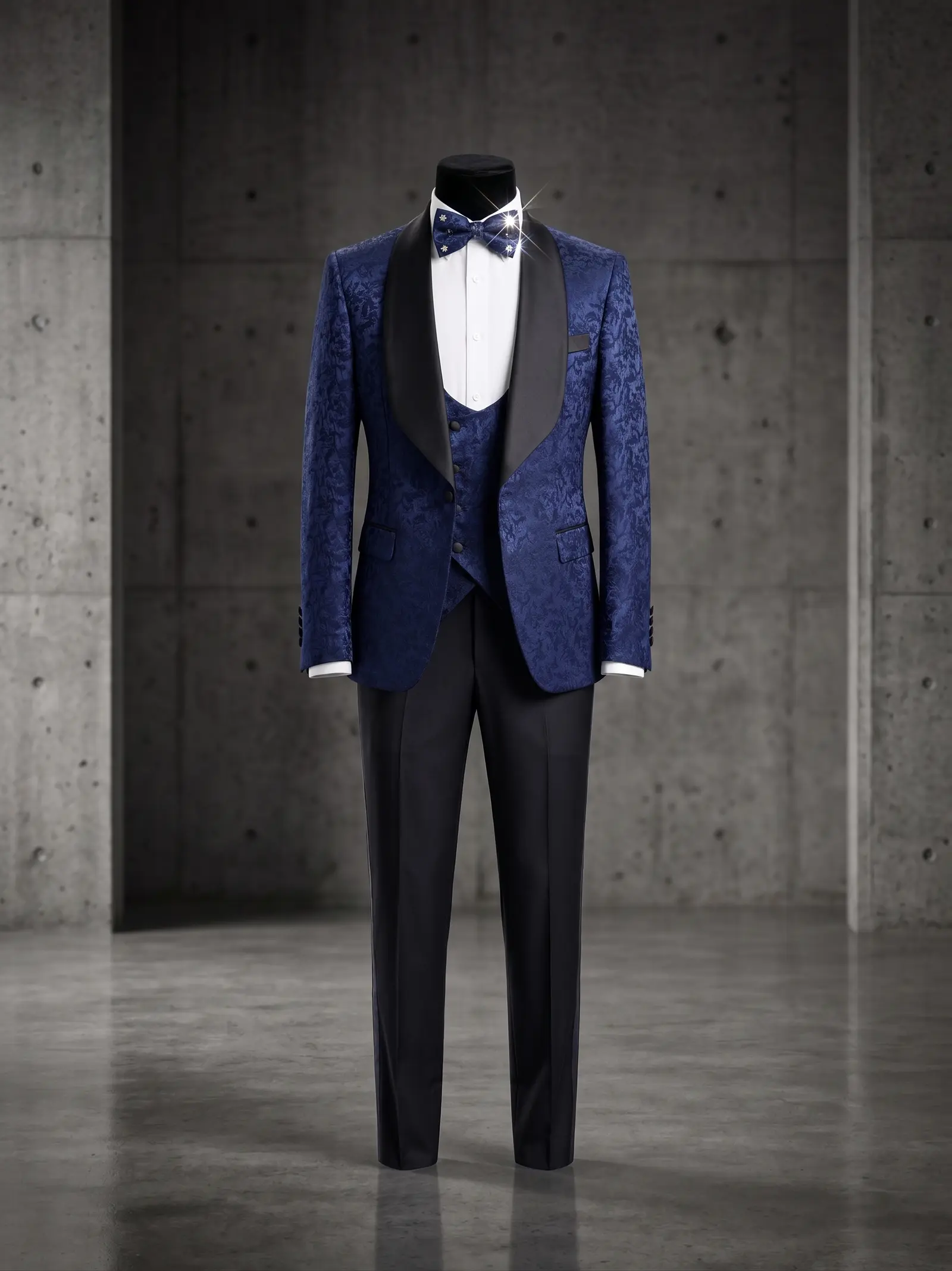 Navy jacquard Knightsbridge three piece tuxedo