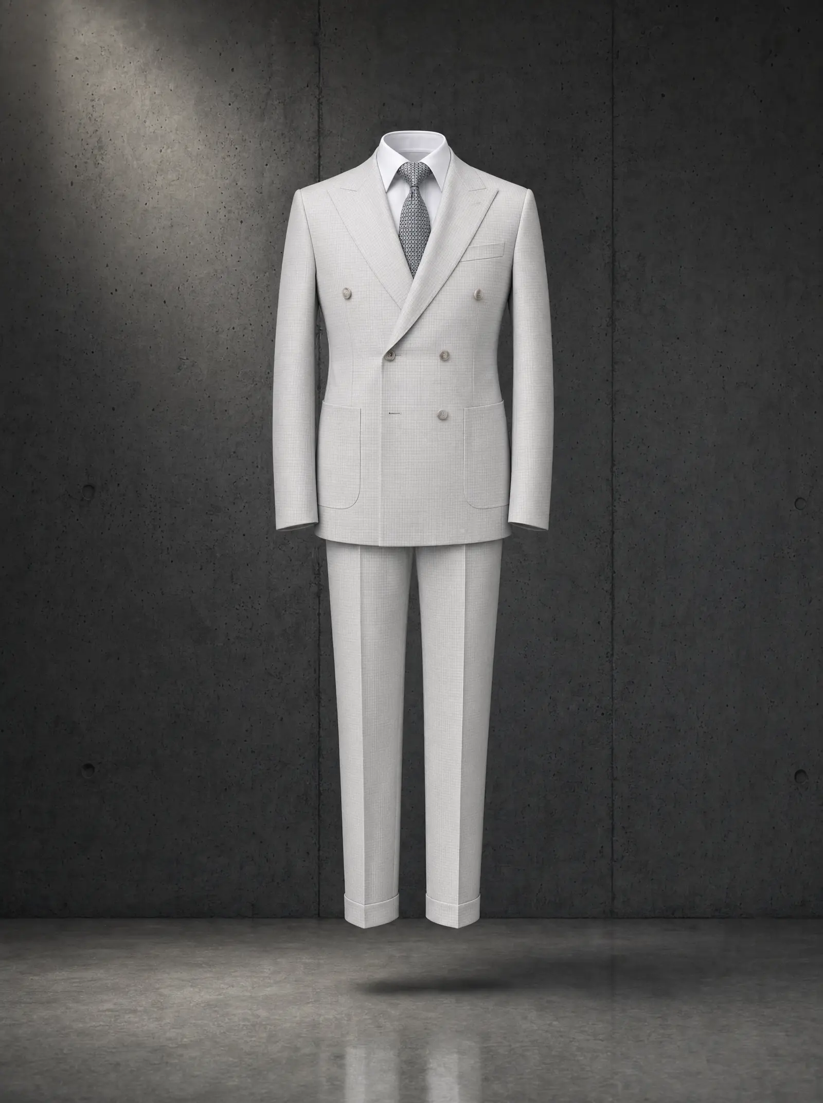 Pale grey micro check Carlisle suit, ghost
