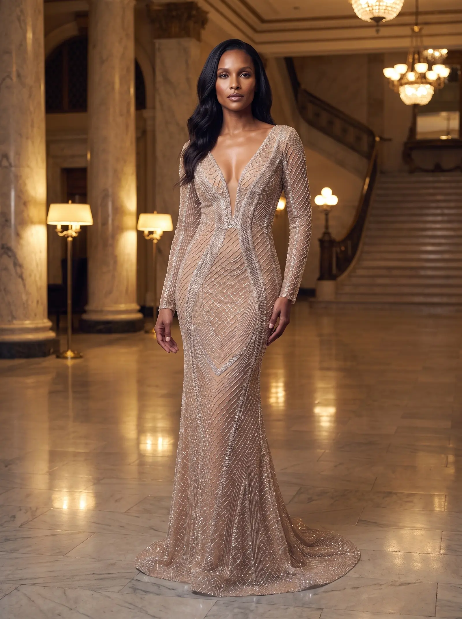Champagne Aura mermaid gown occasion photograph