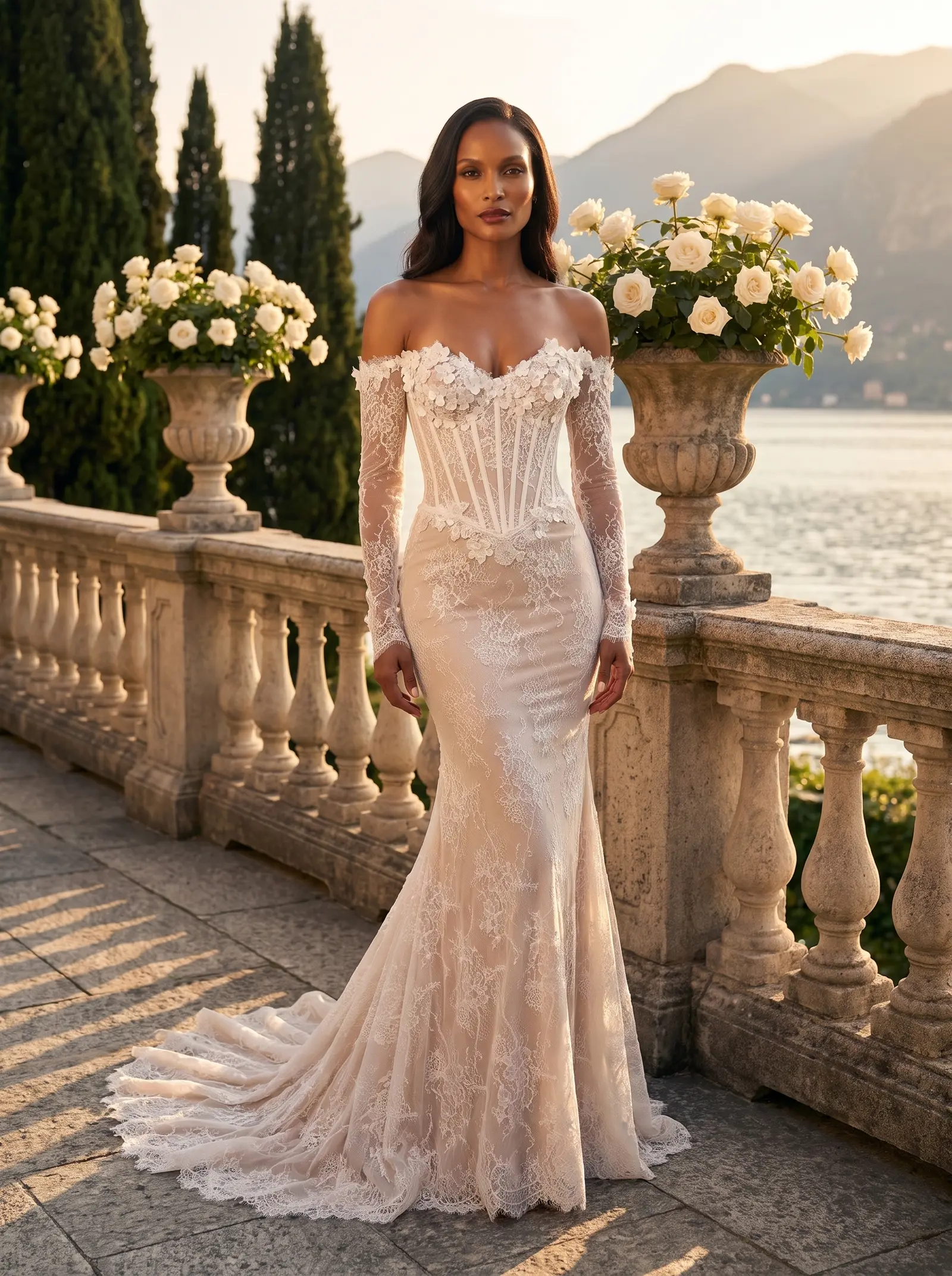 Ivory lace Evermore bridal gown occasion photograph
