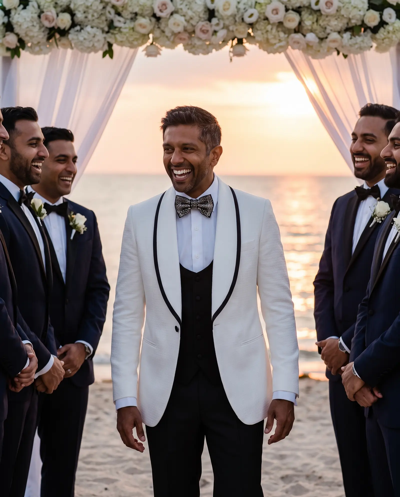 Ivory jacquard Garda three piece tuxedo