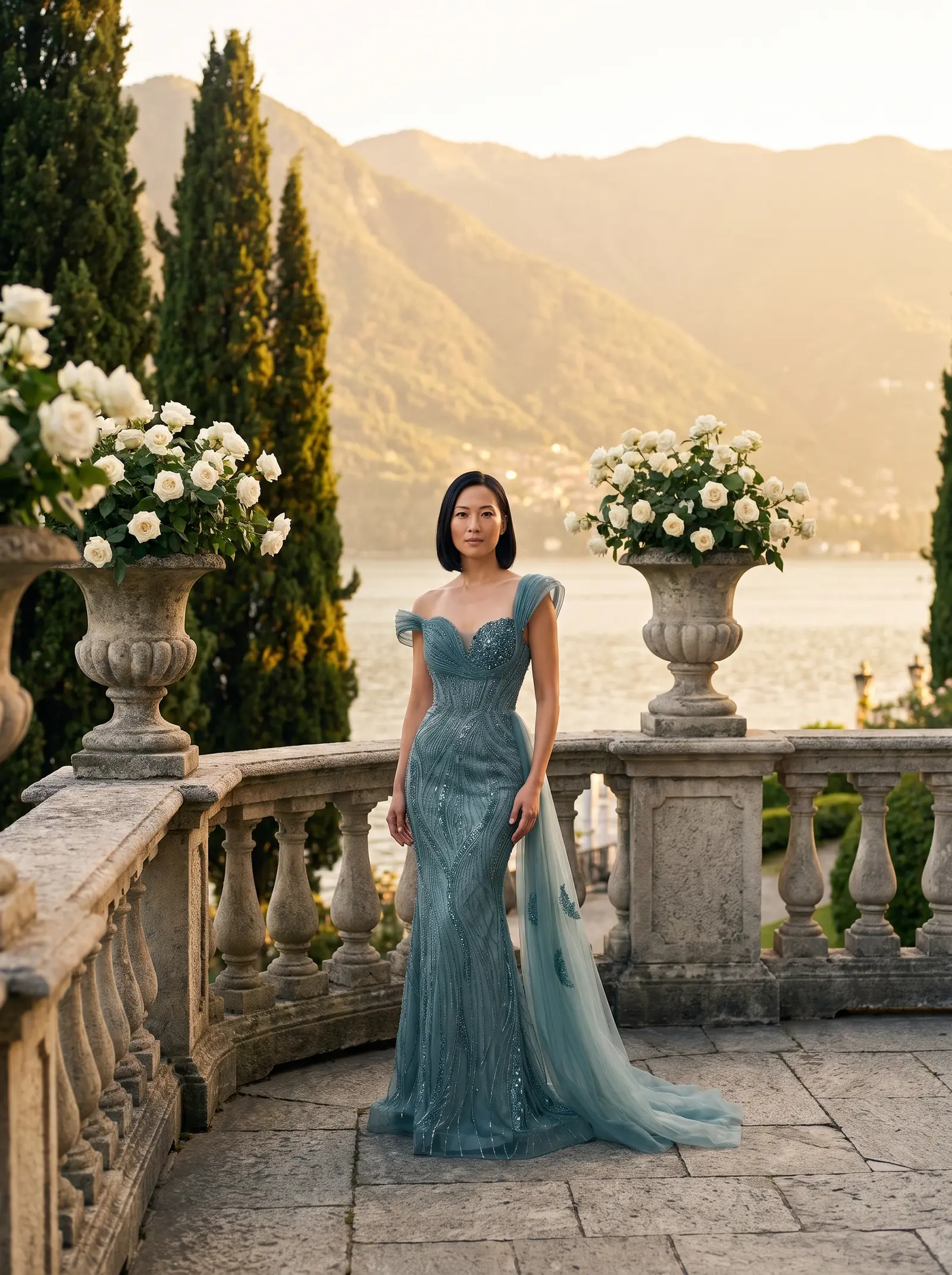 Teal Lagoon mermaid gown occasion photograph