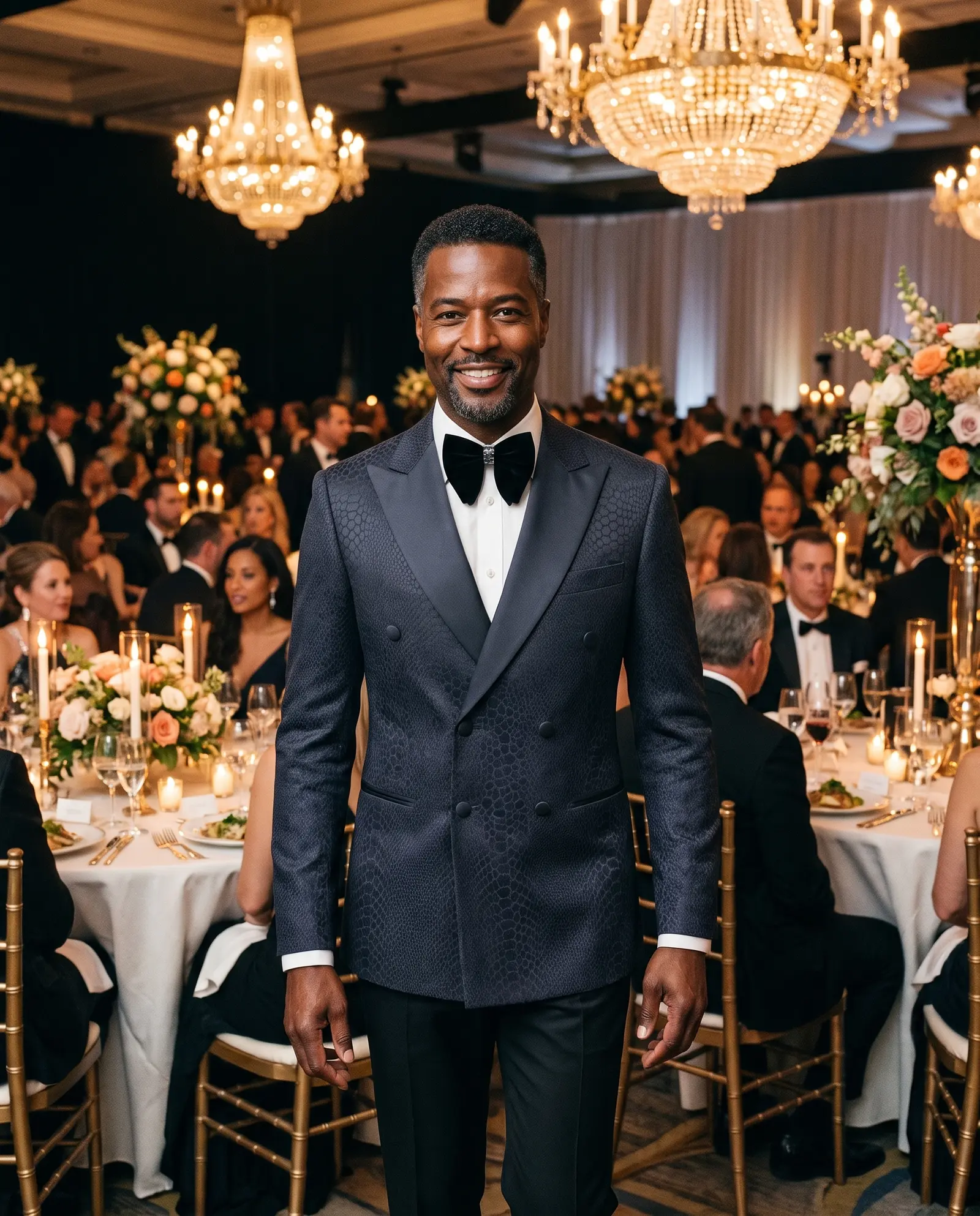Black croc jacquard Aston tuxedo