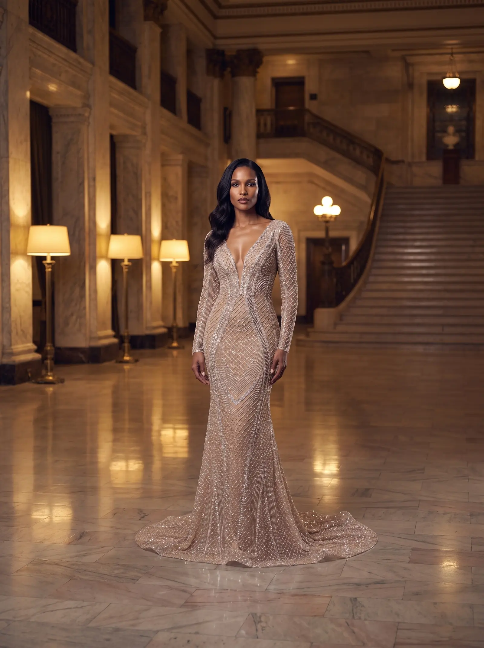Champagne Aura mermaid gown occasion photograph